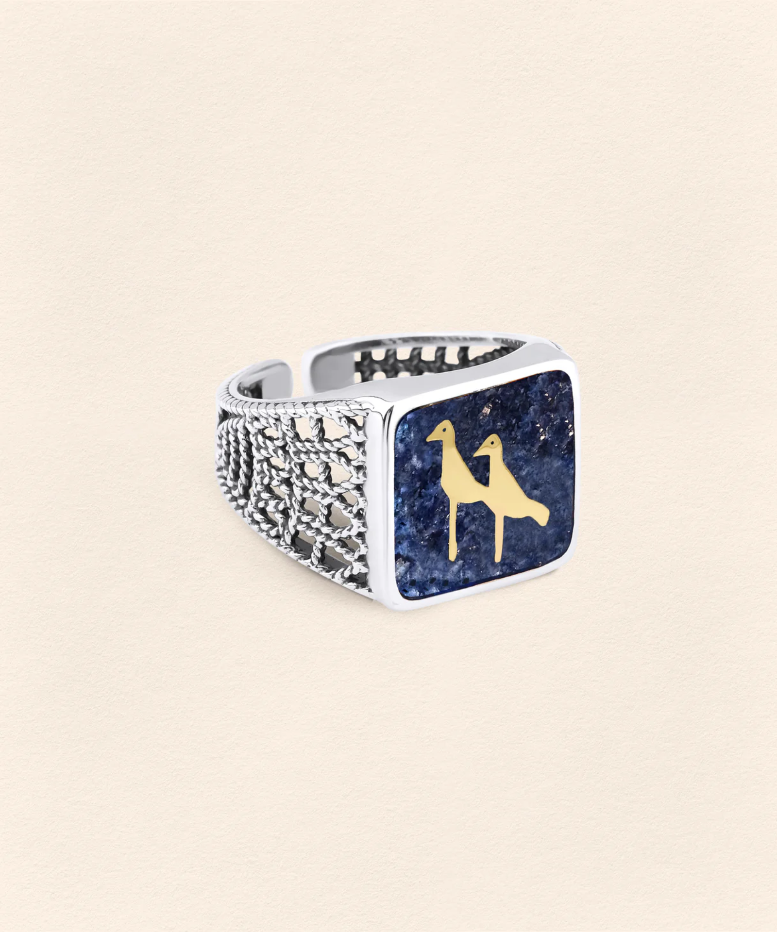 Lapis Turna Telkari Unisex Yüzük Silver resmi