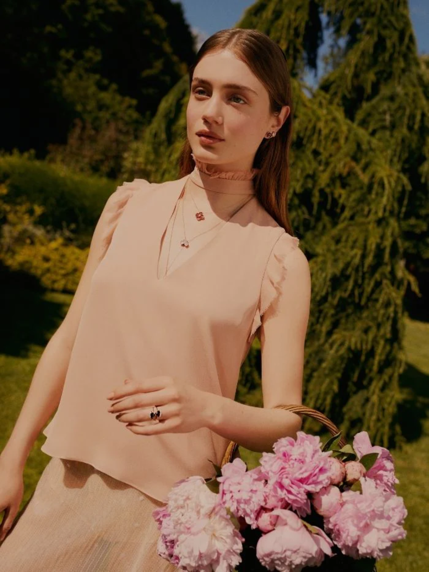 Clover Heart Pembe Opal Kolye resmi