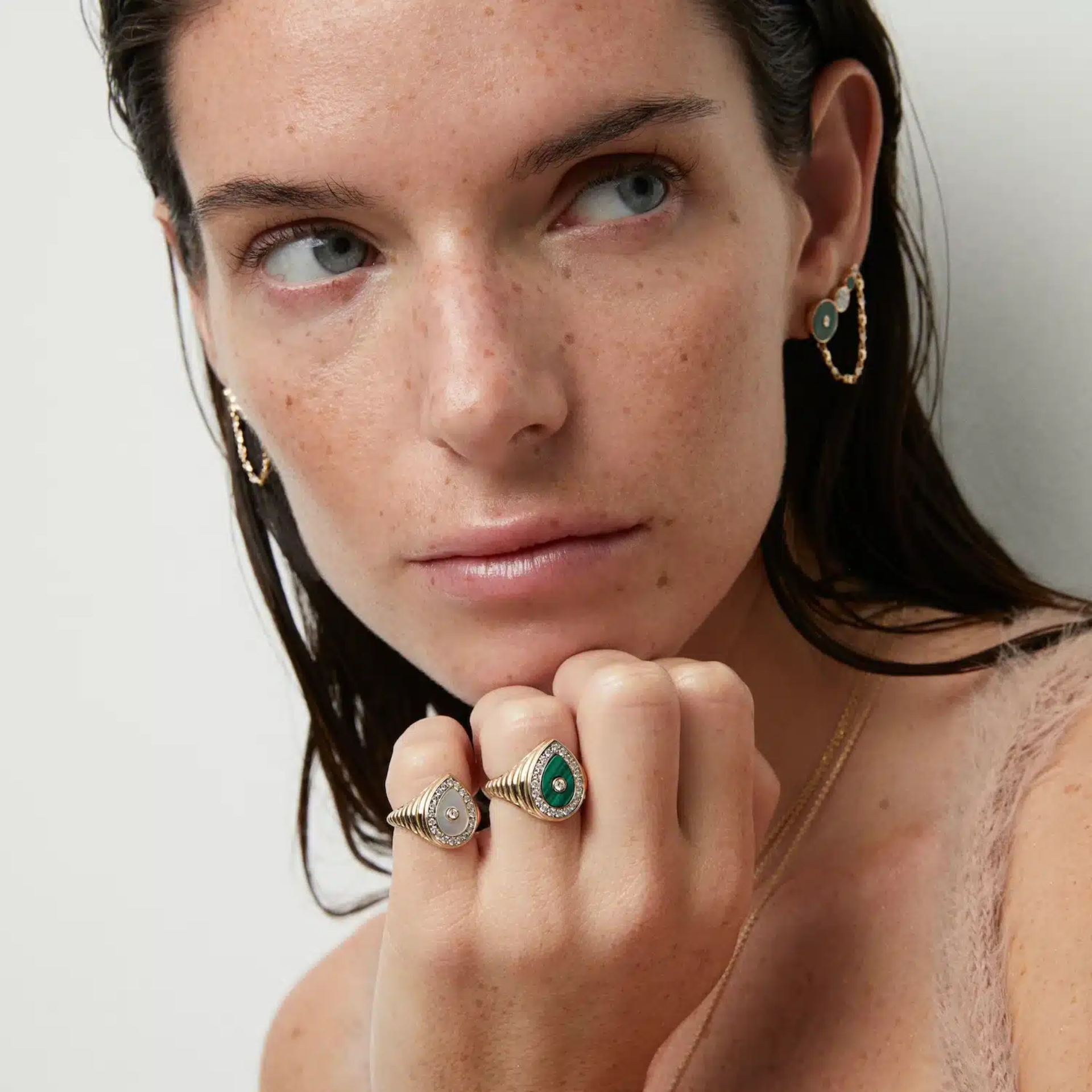 Diamond Drop Malahit Yüzük resmi