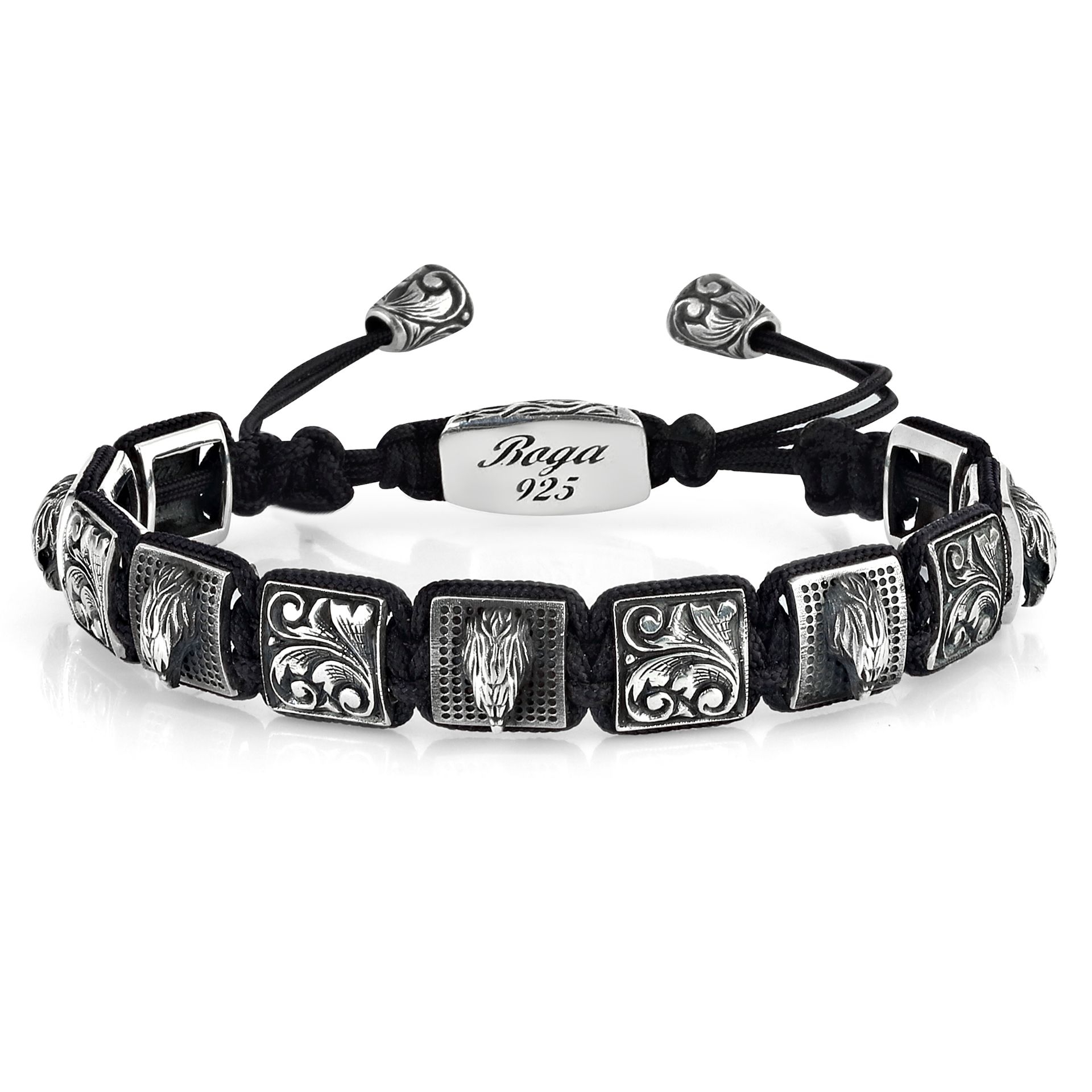 Eagle Zircon 11mm Macrame Erkek Gümüş Bileklik resmi