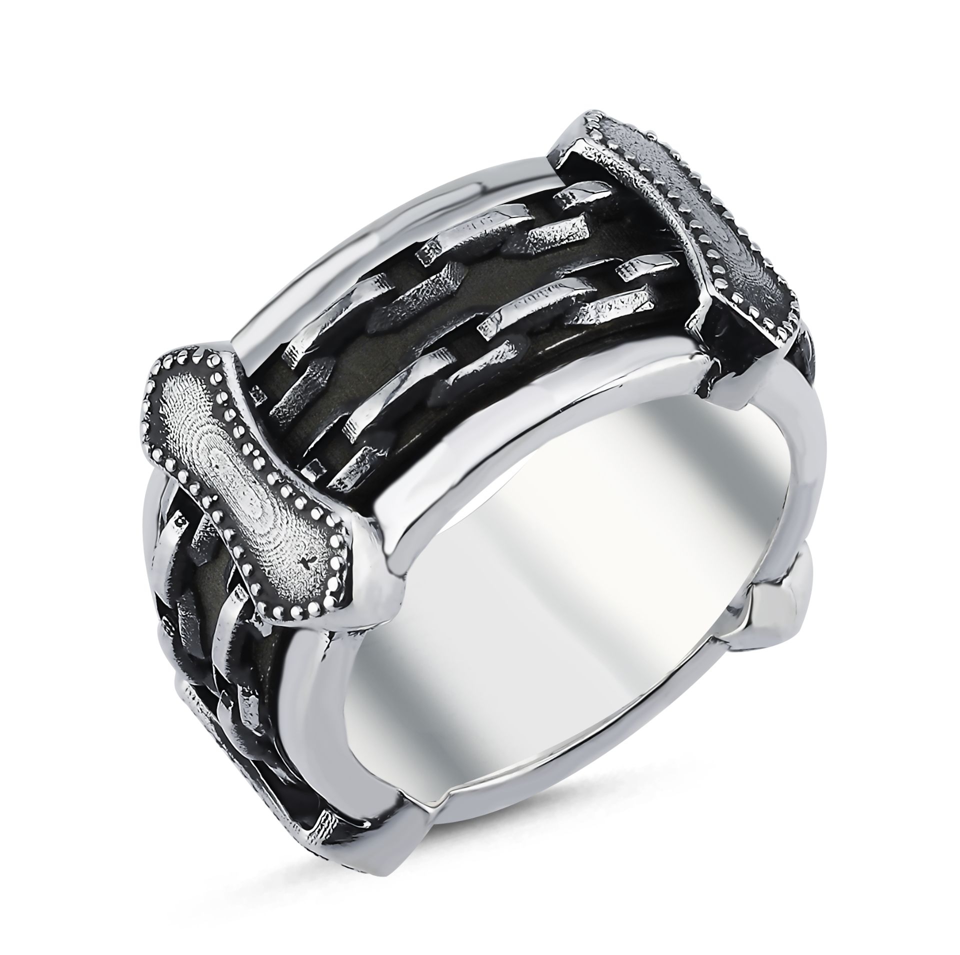 Double Chain Gümüş Yüzük resmi