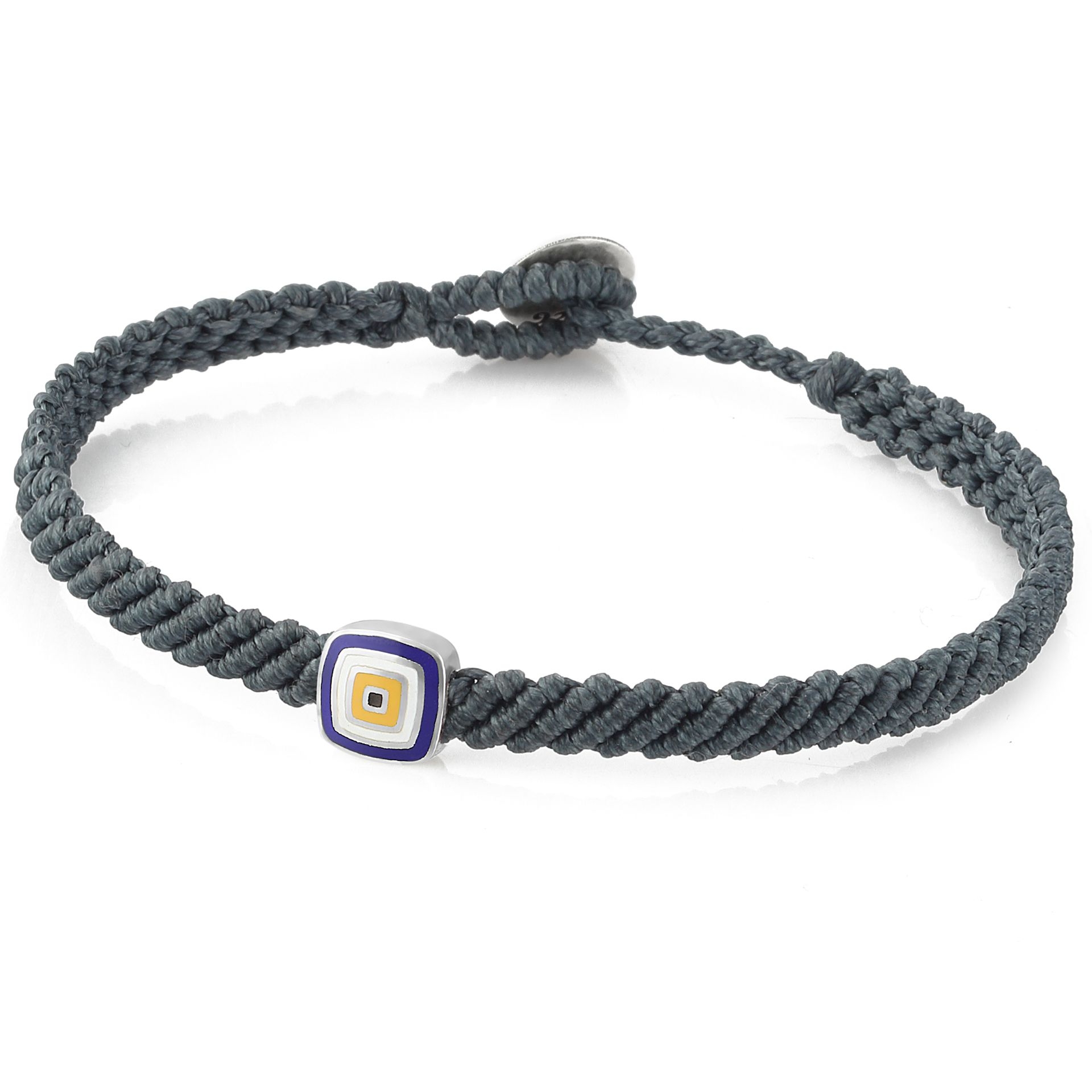 Evil Eye Square Makrame Erkek Gümüş Bileklik resmi