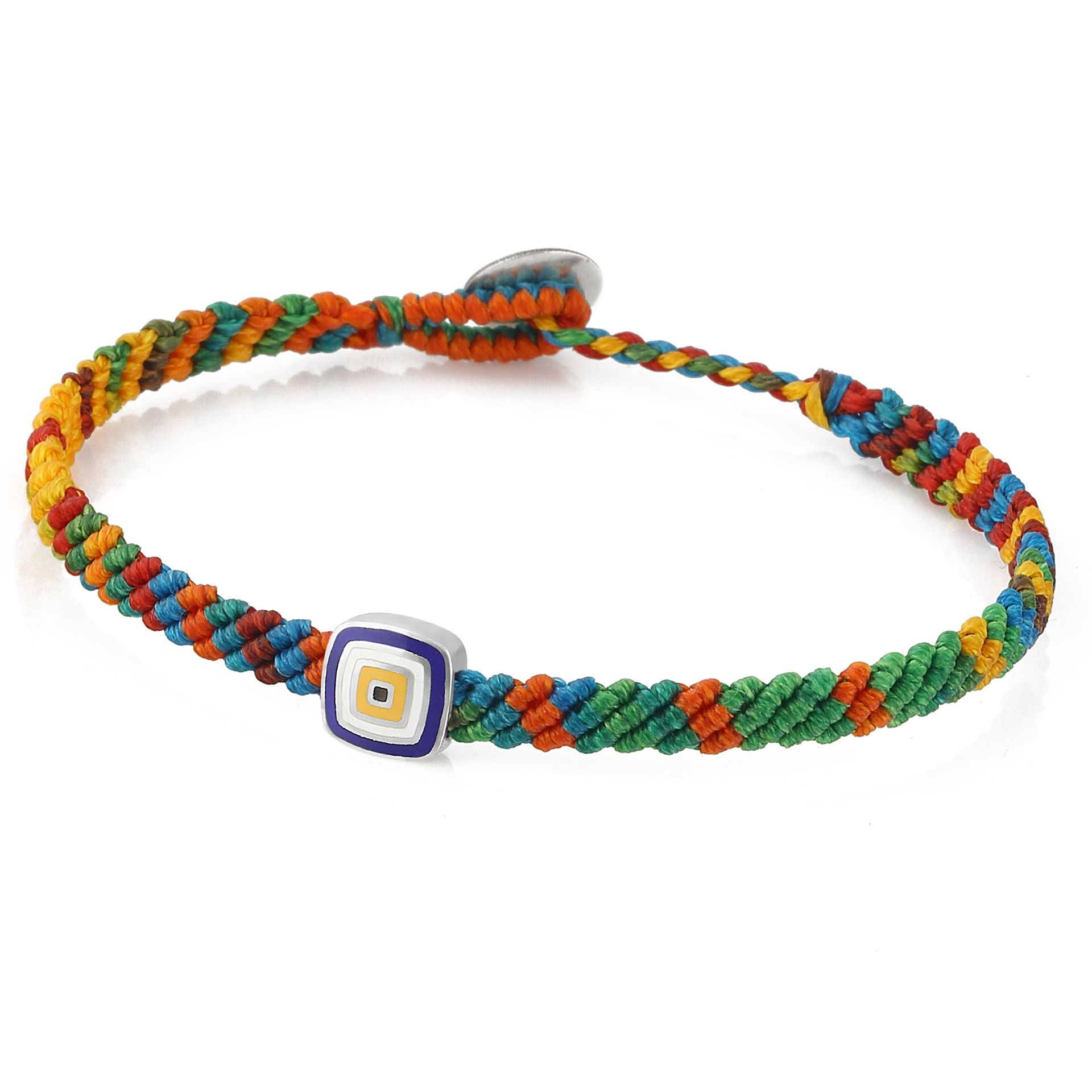 Evil Eye Square Makrame Erkek Gümüş Bileklik resmi