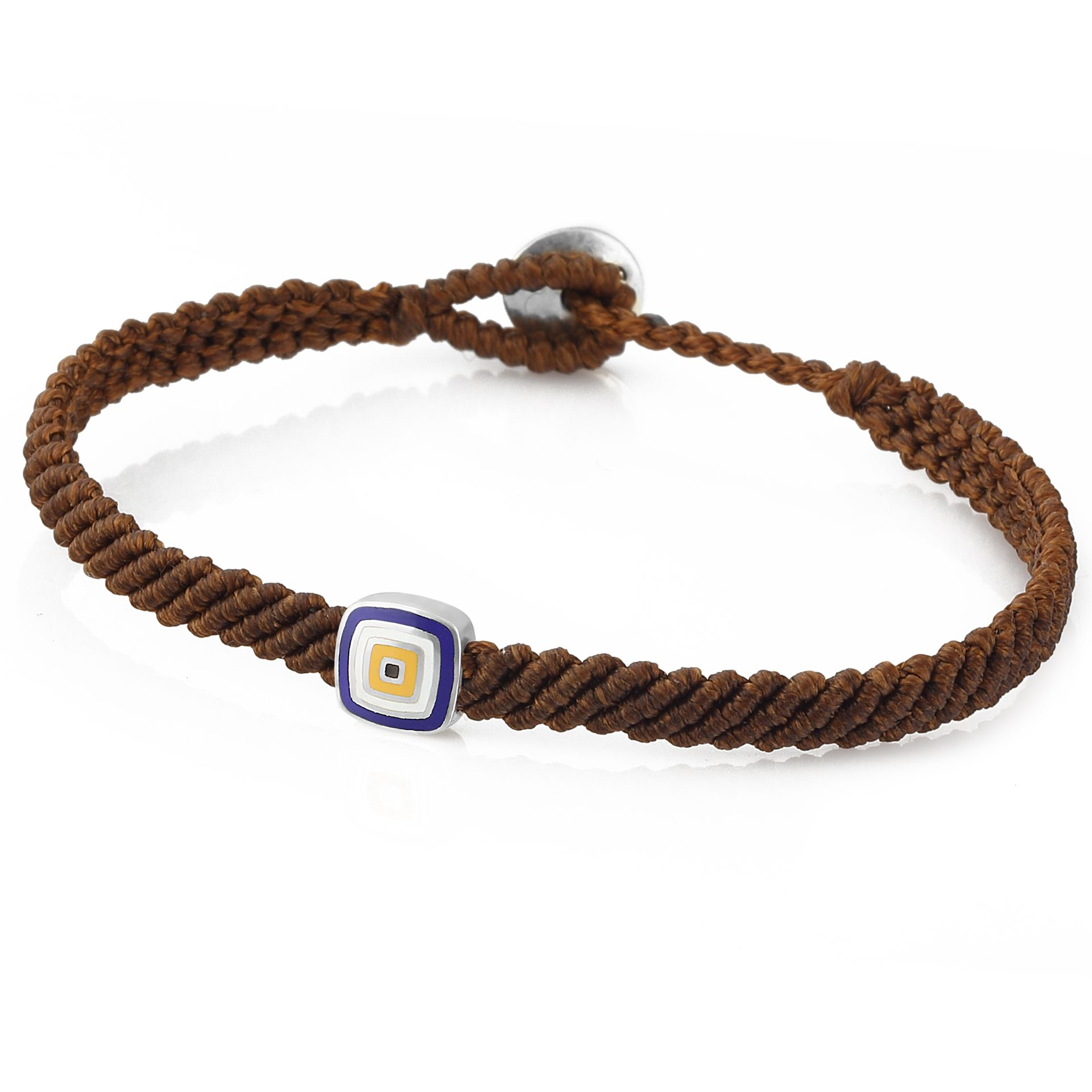 Evil Eye Square Makrame Erkek Gümüş Bileklik resmi