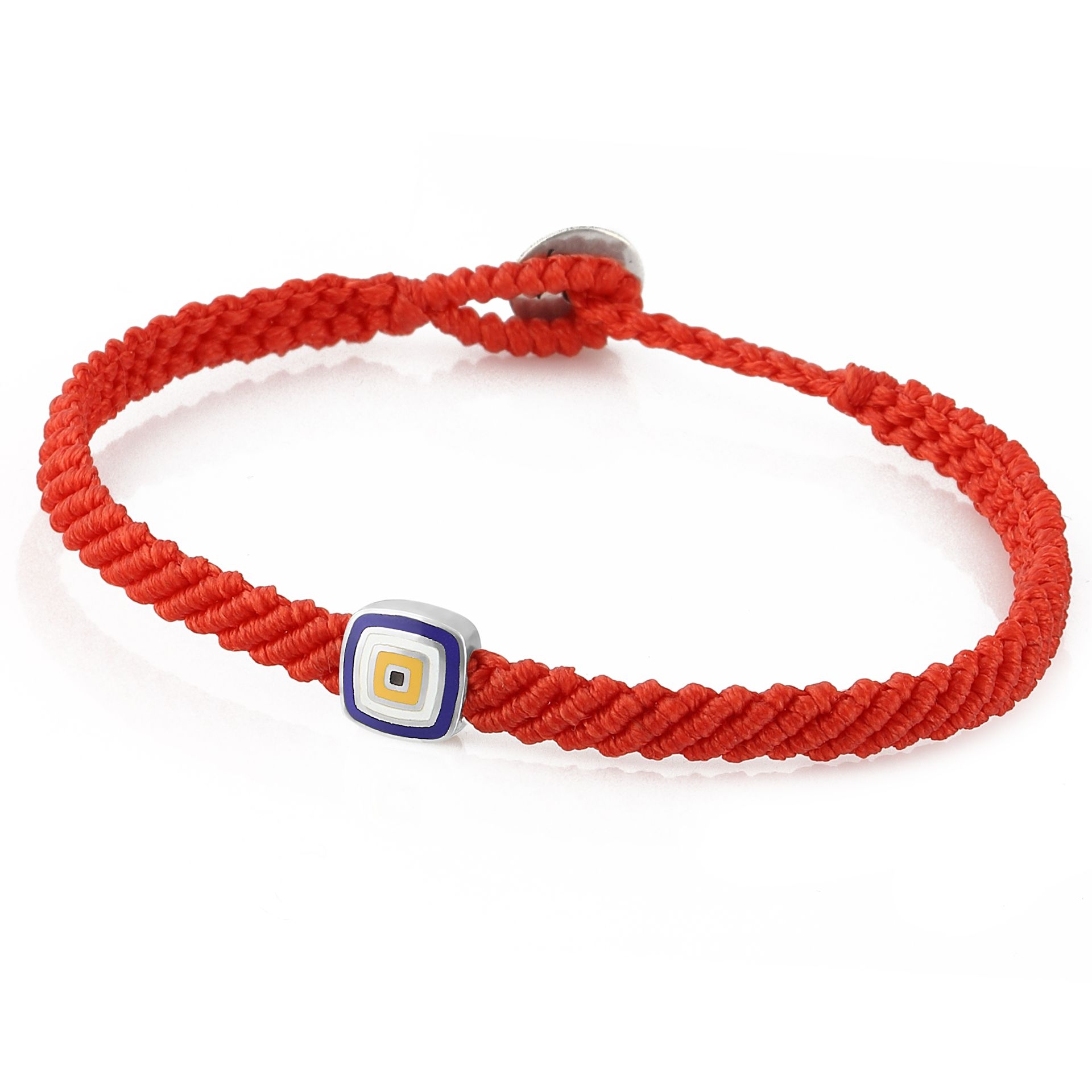 Evil Eye Square Makrame Erkek Gümüş Bileklik resmi