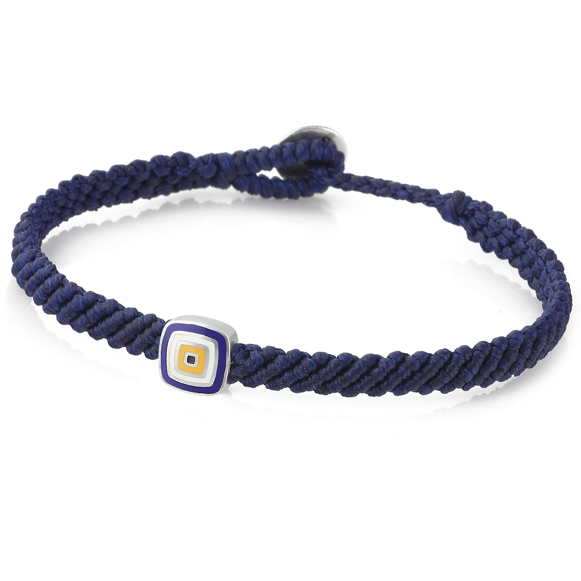 Evil Eye Square Makrame Erkek Gümüş Bileklik resmi