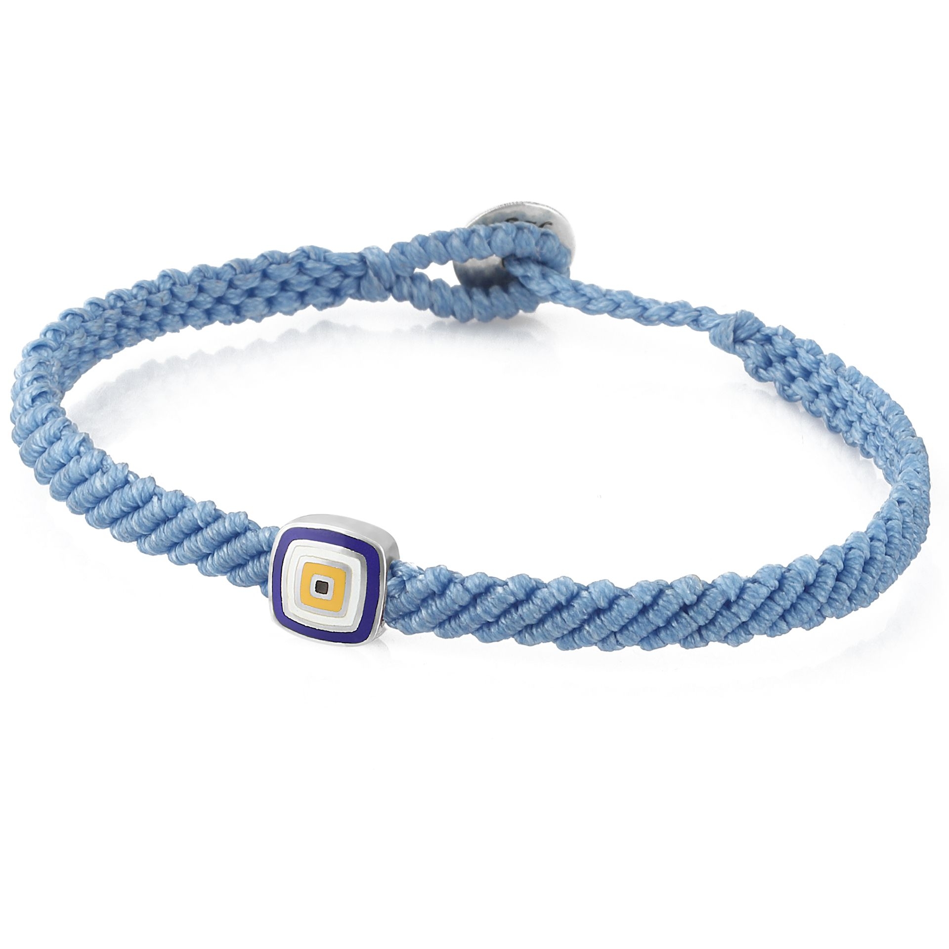 Evil Eye Square Makrame Erkek Gümüş Bileklik resmi