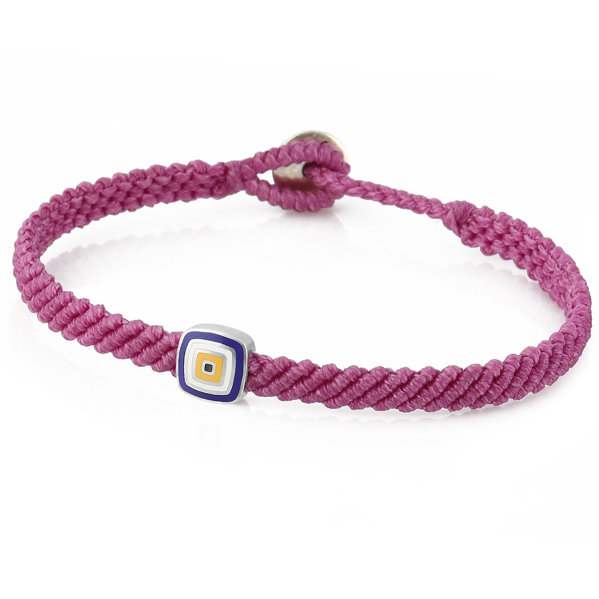 Evil Eye Square Makrame Erkek Gümüş Bileklik resmi