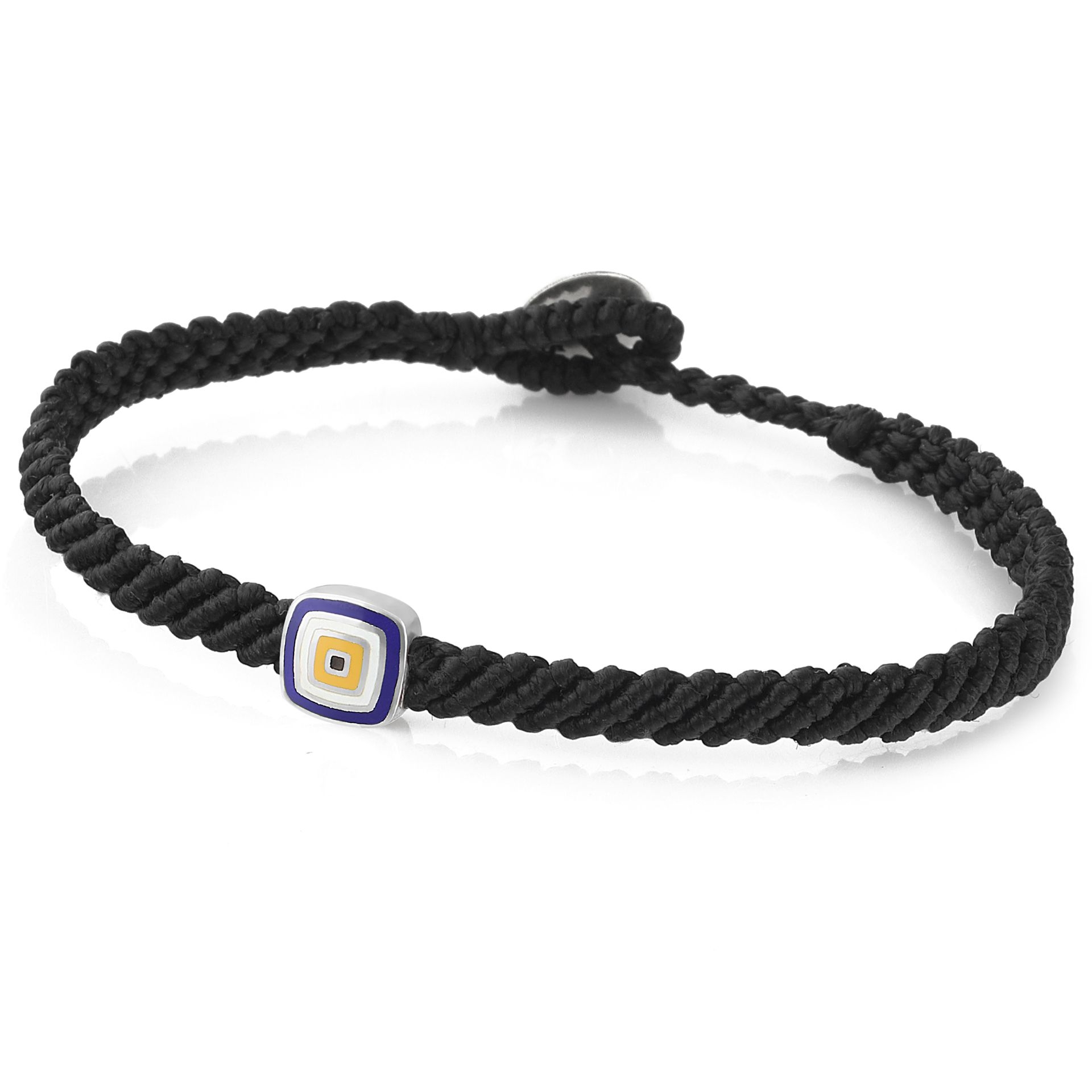 Evil Eye Square Makrame Erkek Gümüş Bileklik resmi