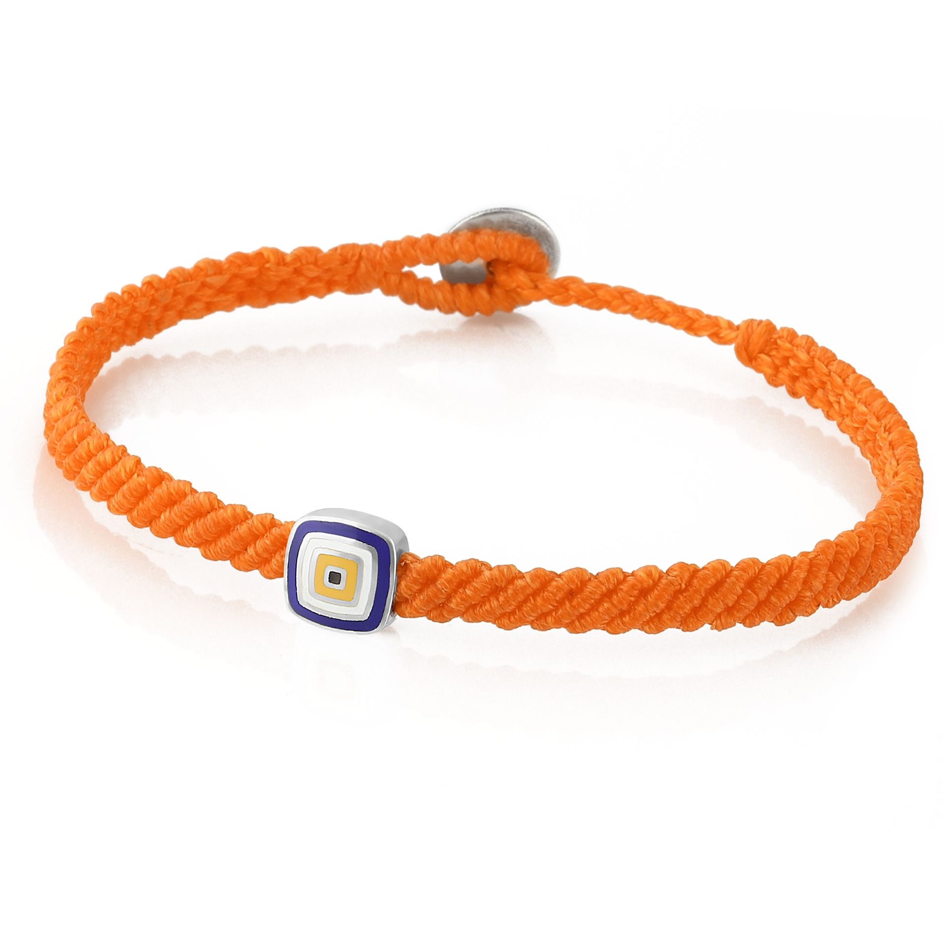 Evil Eye Square Makrame Erkek Gümüş Bileklik resmi