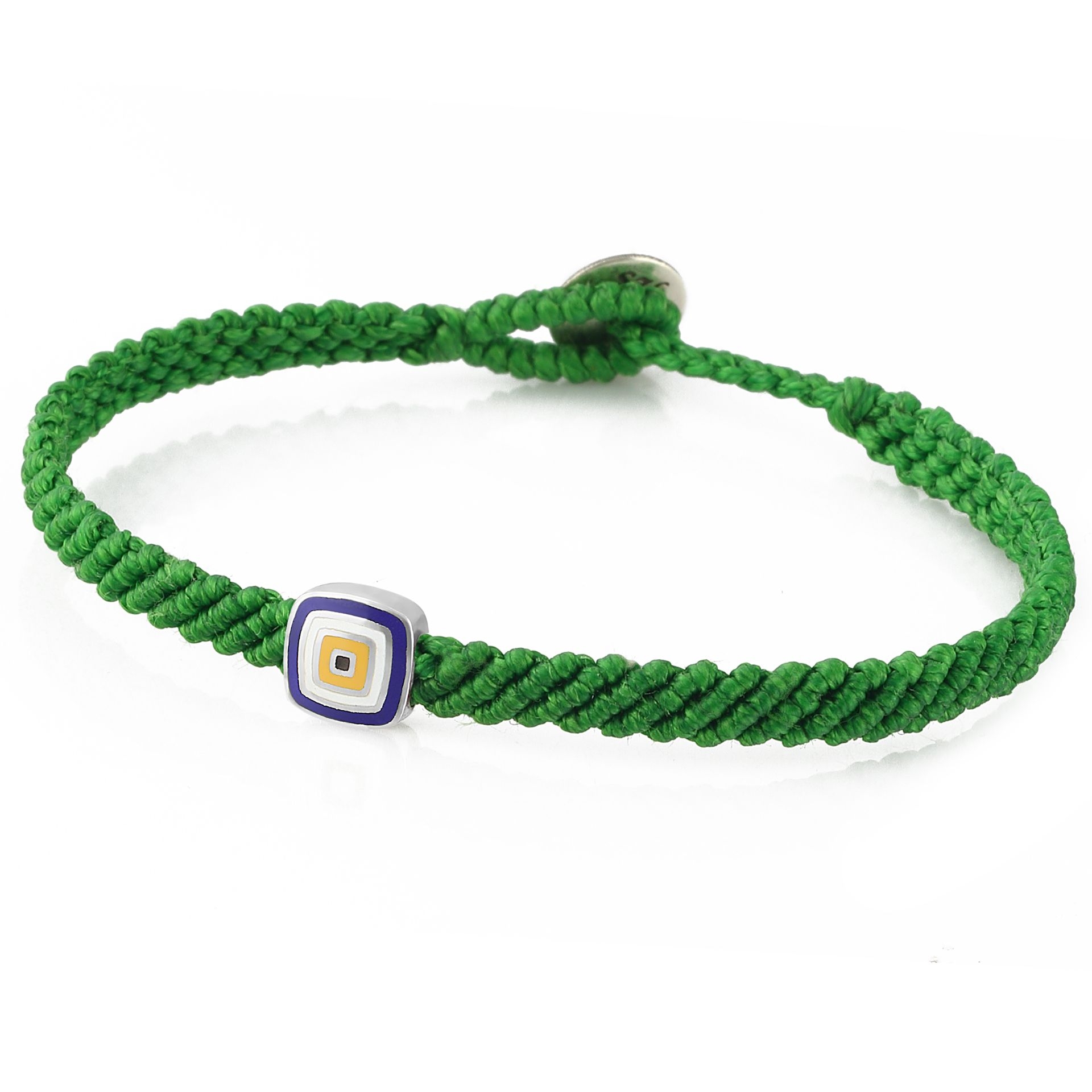 Evil Eye Square Makrame Erkek Gümüş Bileklik resmi