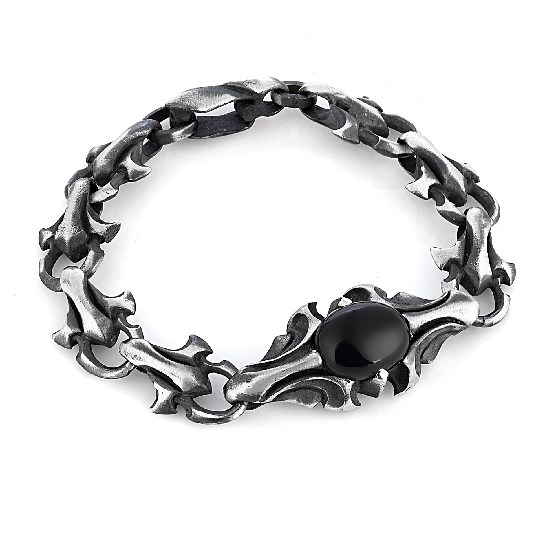 Knight Chain Oniks Gümüş Bileklik resmi