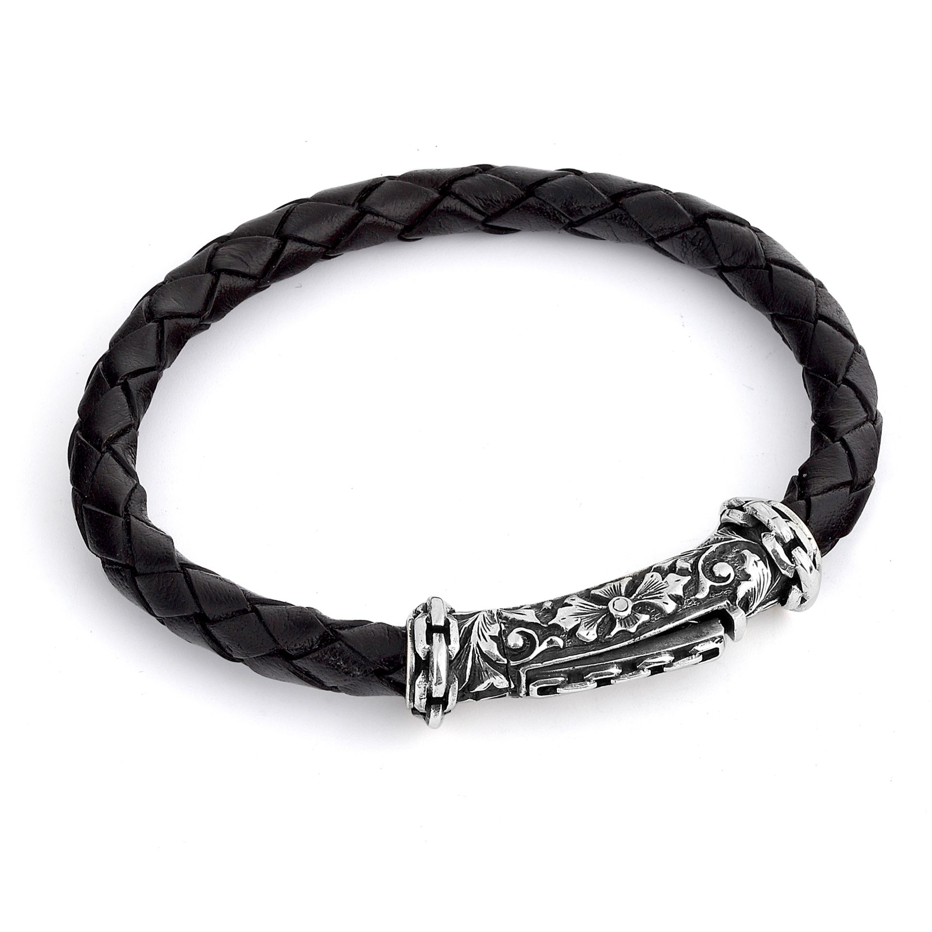 Single Lock Long L Erkek Deri Bileklik resmi