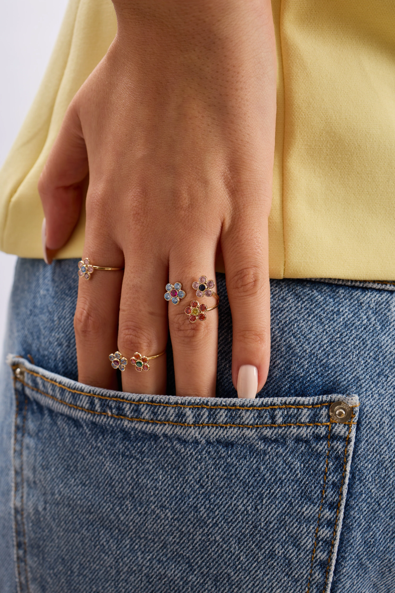 Pink Daisy 14 Ayar Altın Kadın Yüzük resmi