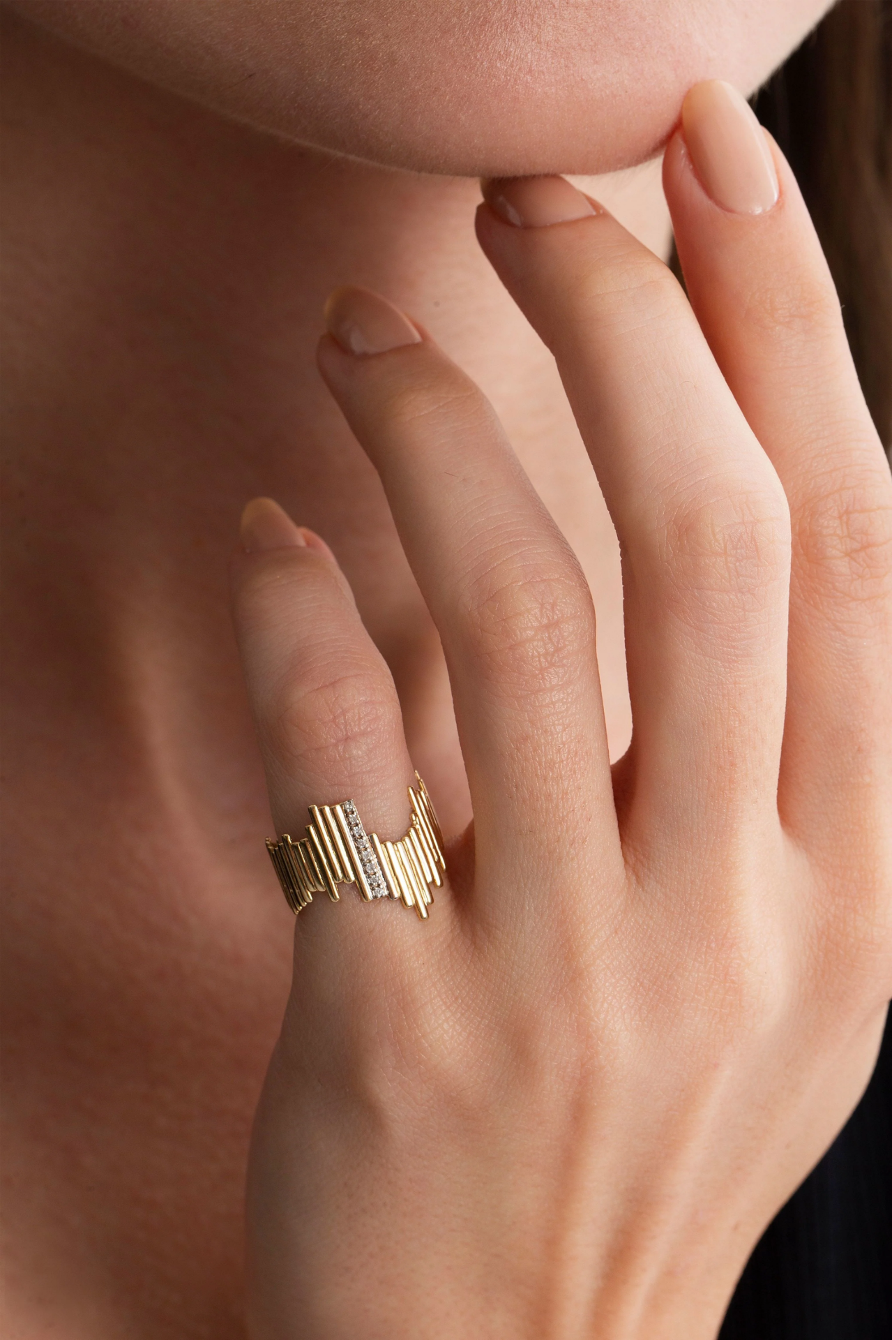 Stalactite Sarı Altın Midi Yüzük resmi