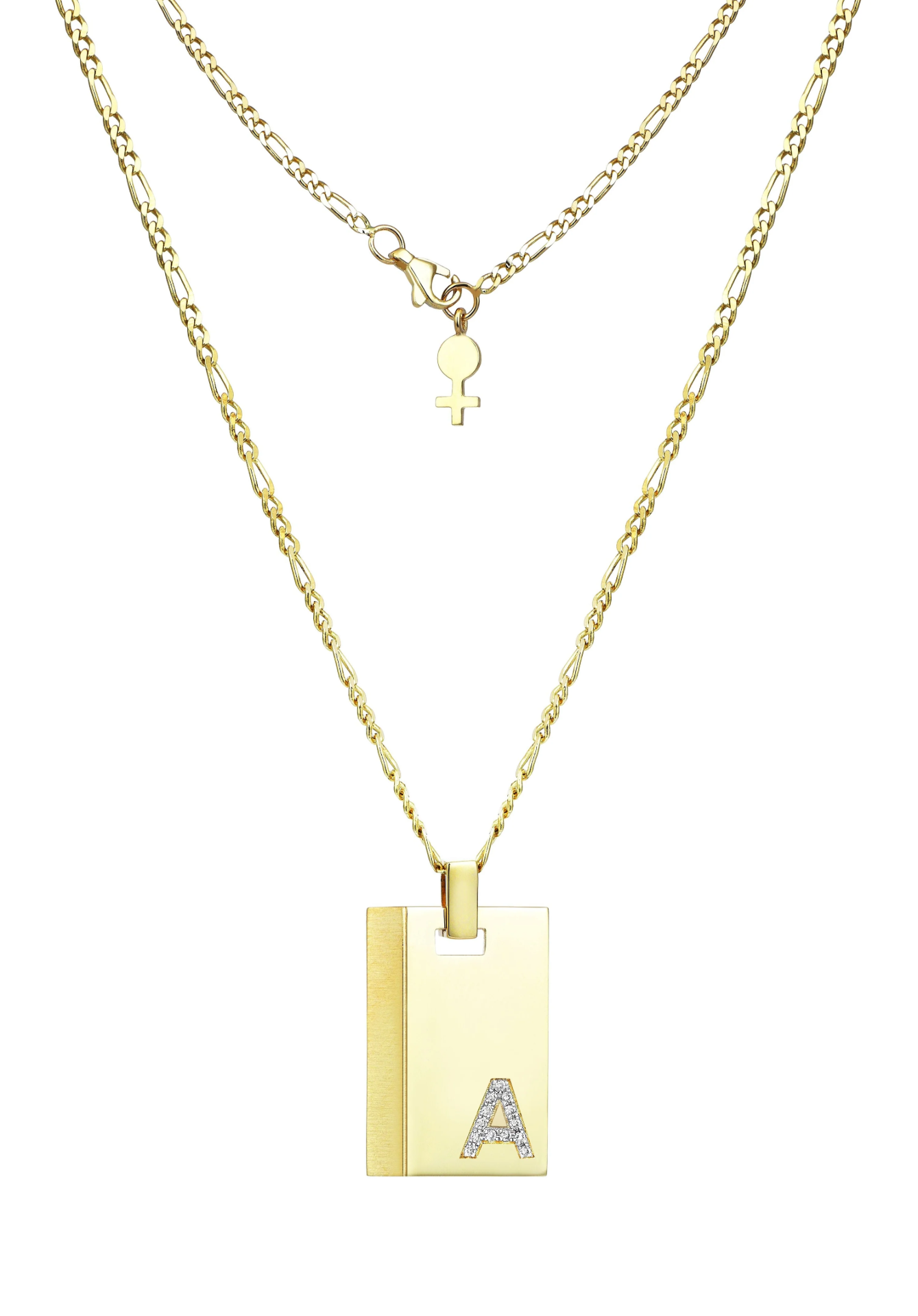 Initial Plate Sarı Altın Kolye resmi
