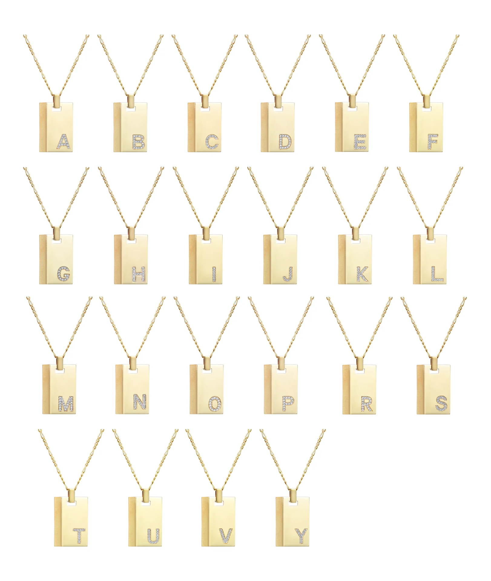 Initial Plate Sarı Altın Kolye resmi