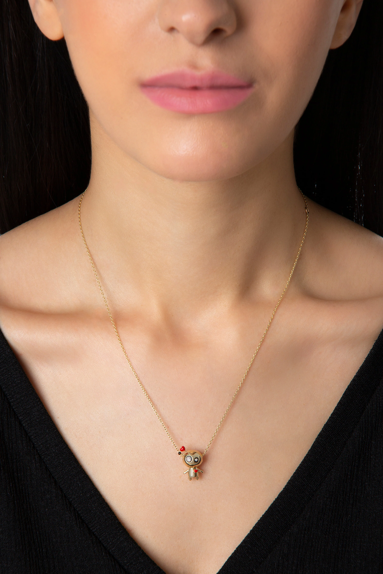 Mini Legba Loa Dolls Sarı Altın Kolye resmi