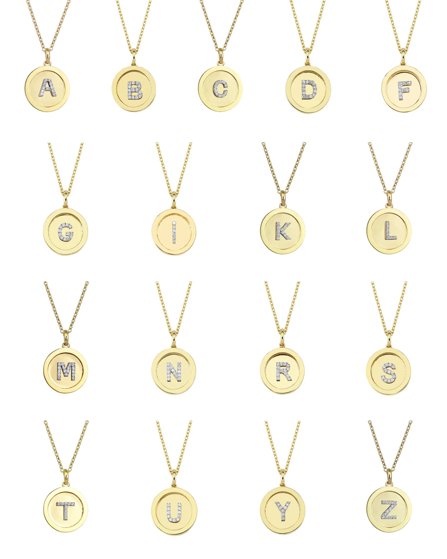 Initials Sarı Altın Kolye resmi