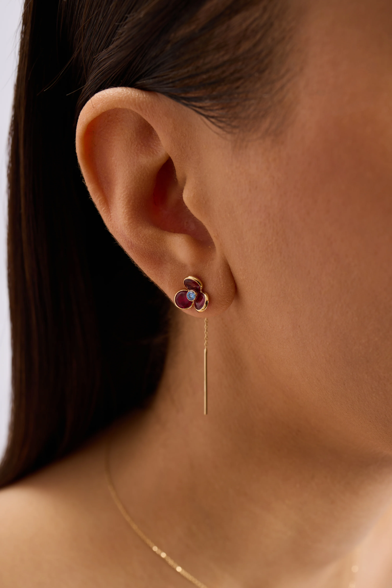 Caliora Ruby 14 Ayar Altın Küpe resmi