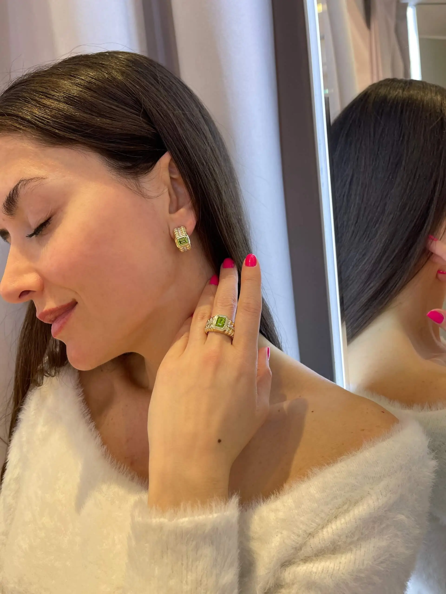 Morphose02 Peridot Taşlı Halka Küpe resmi