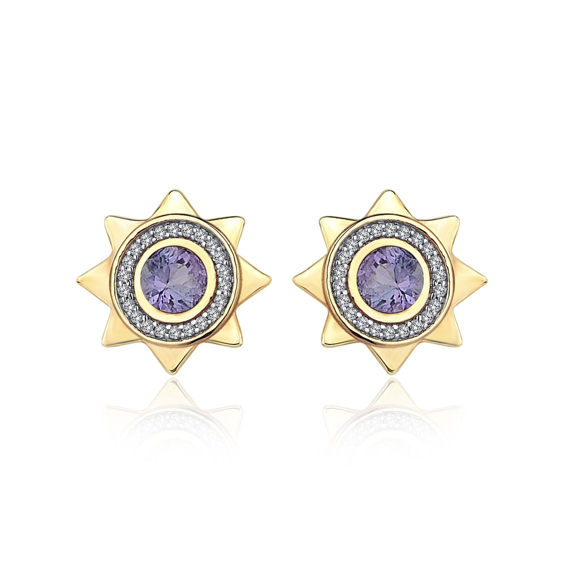 Mini Beam Tanzanit Taşlı Stud Küpe resmi