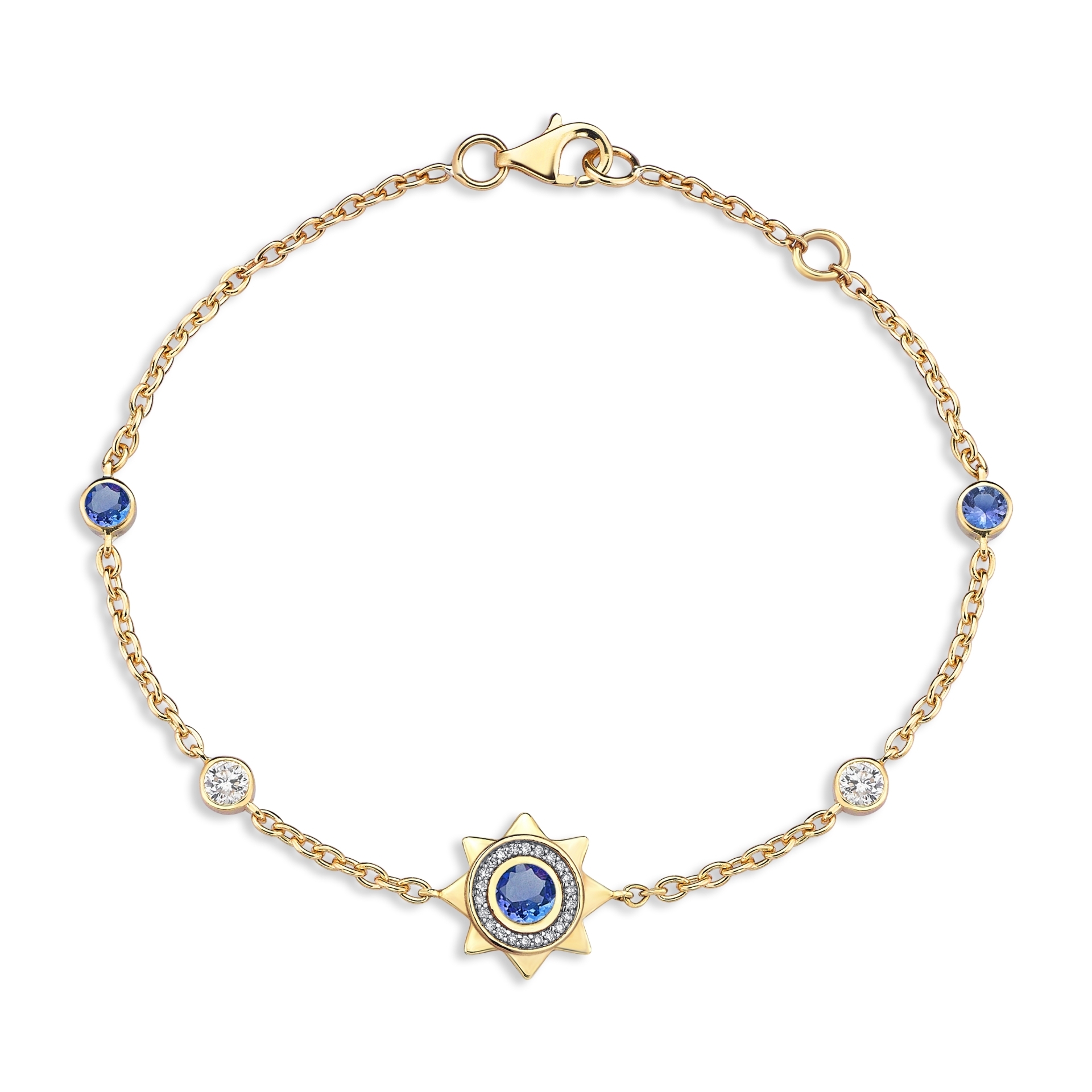 Beam Charm Sarı Altın Tanzanit Taşlı Bilezik resmi