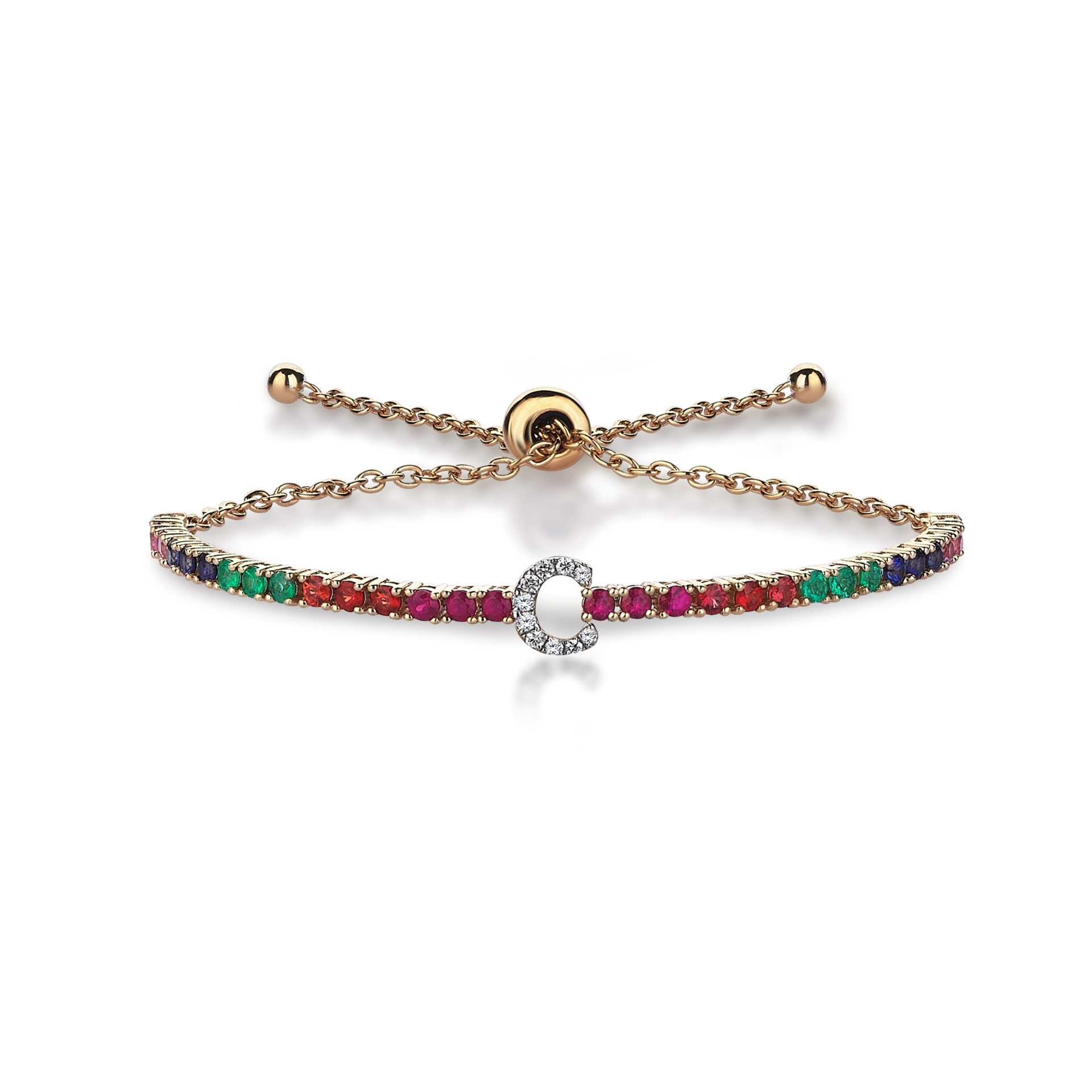 Rainbow Pırlanta C Harfi Bilezik resmi