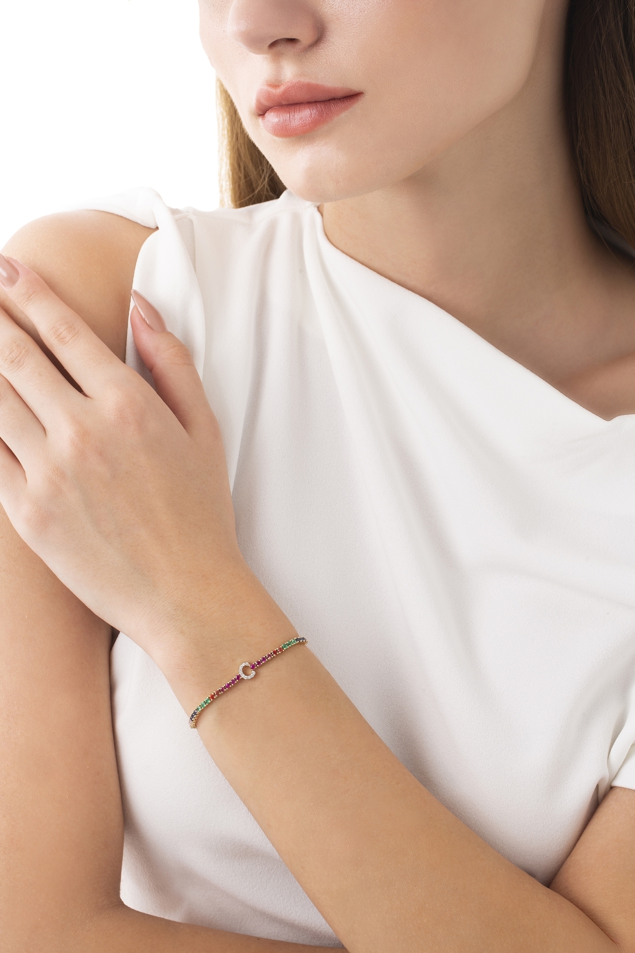 Rainbow Pırlanta C Harfi Bilezik resmi