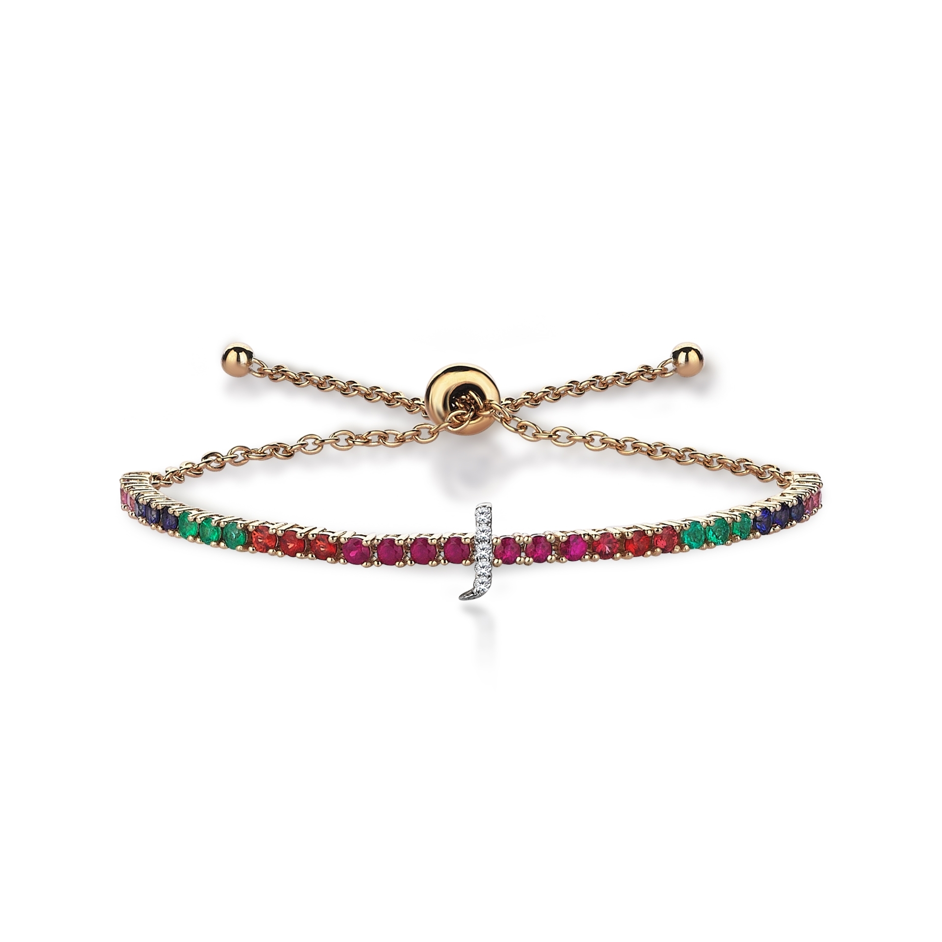 Rainbow Pırlanta J Harfi Bilezik resmi