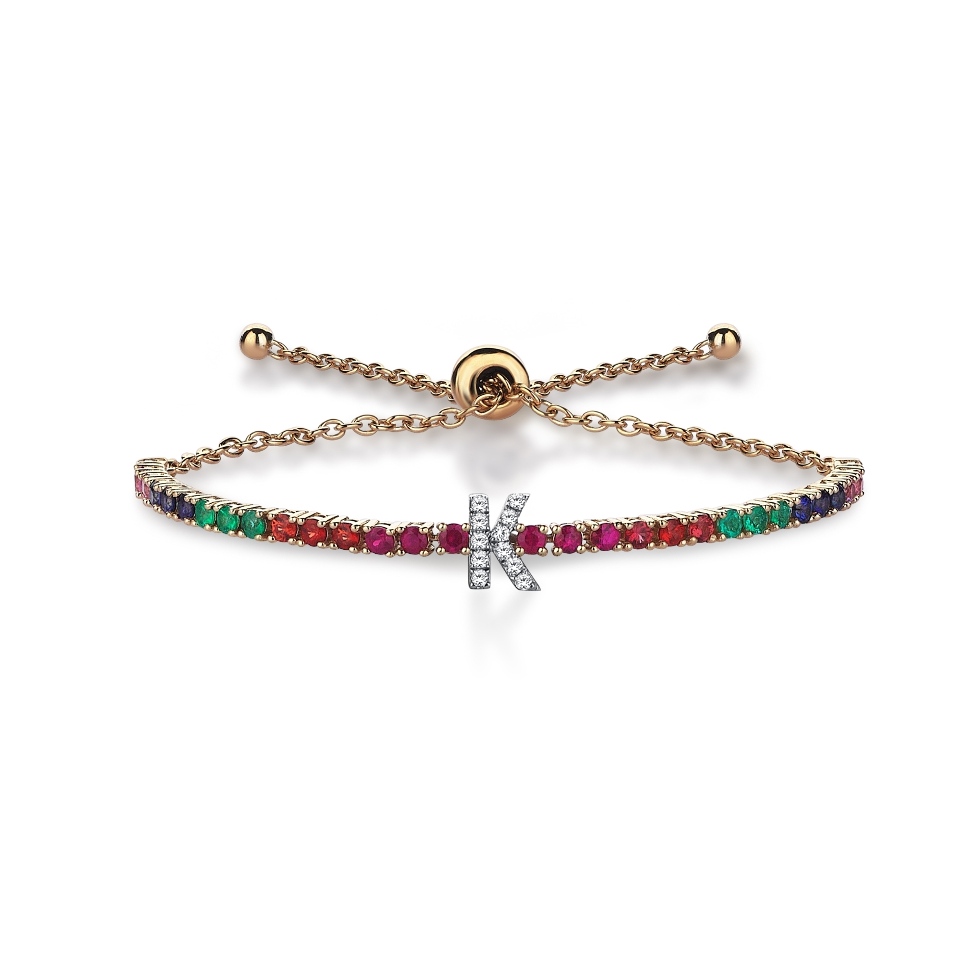 Rainbow Pırlanta K Harfi Bilezik resmi