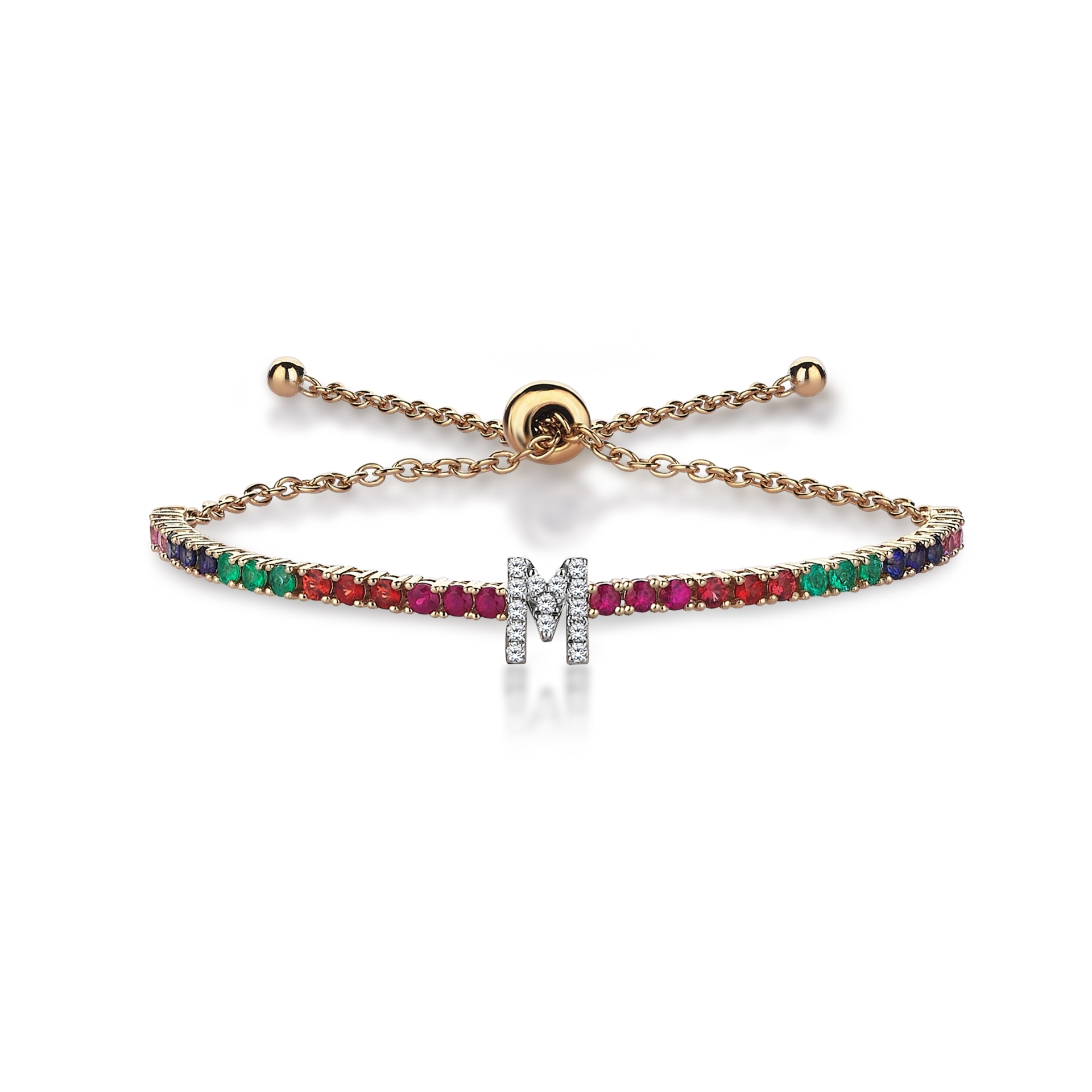 Rainbow Pırlanta M Harfi Bilezik resmi