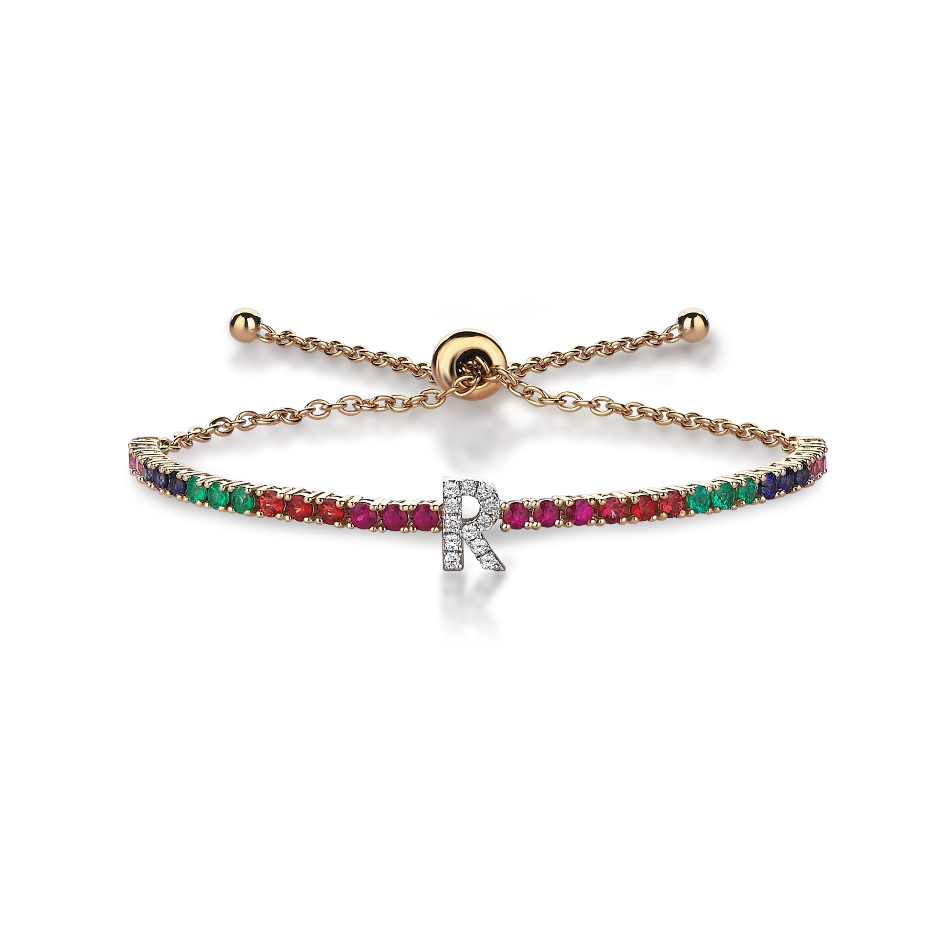 Rainbow Pırlanta R Harfi Bilezik resmi