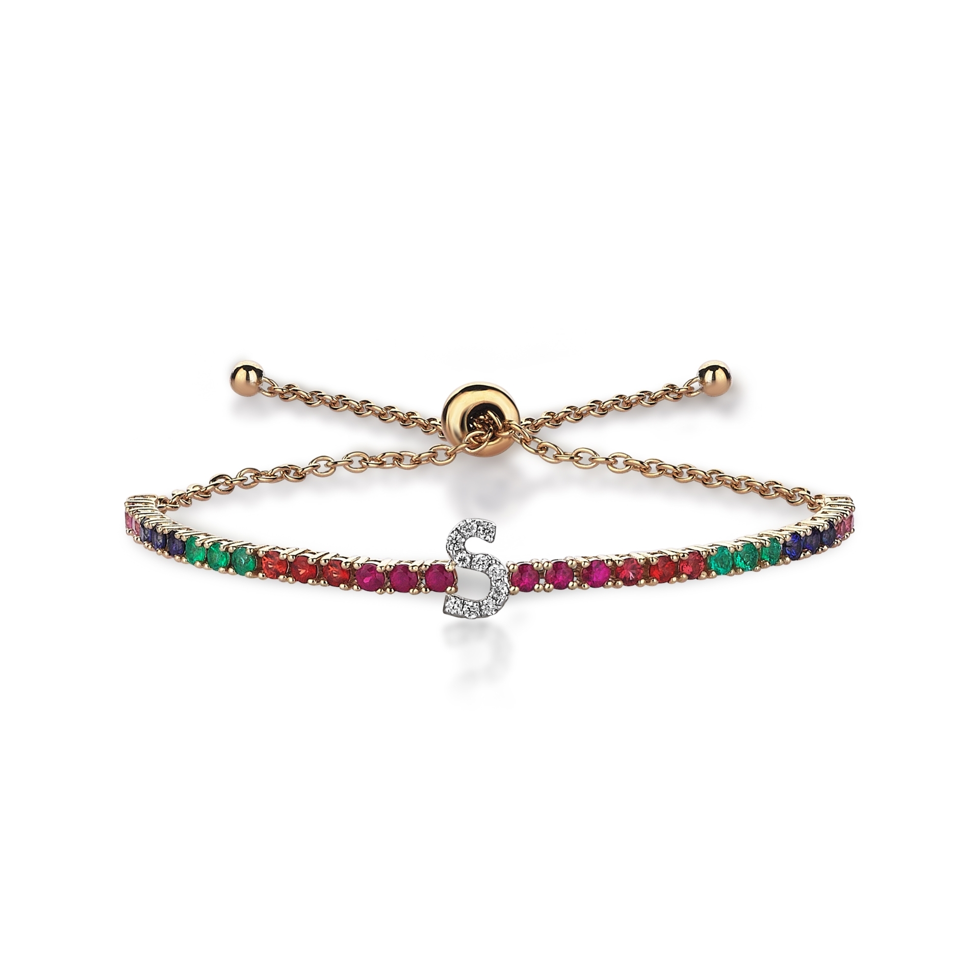 Rainbow Pırlanta S Harfi Bilezik resmi