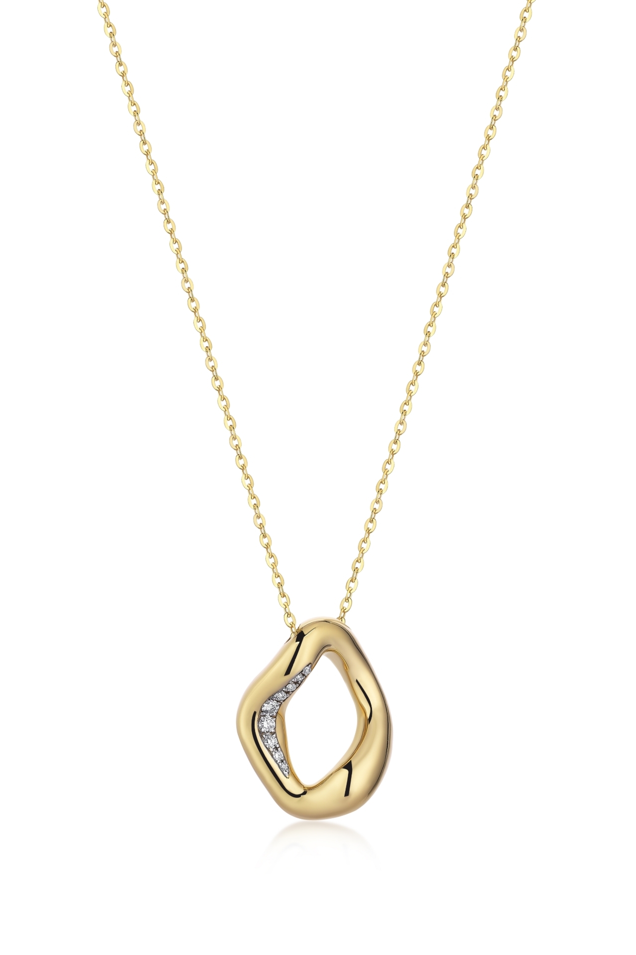 Mini Stream Sarı Altın Pırlanta Kolye resmi