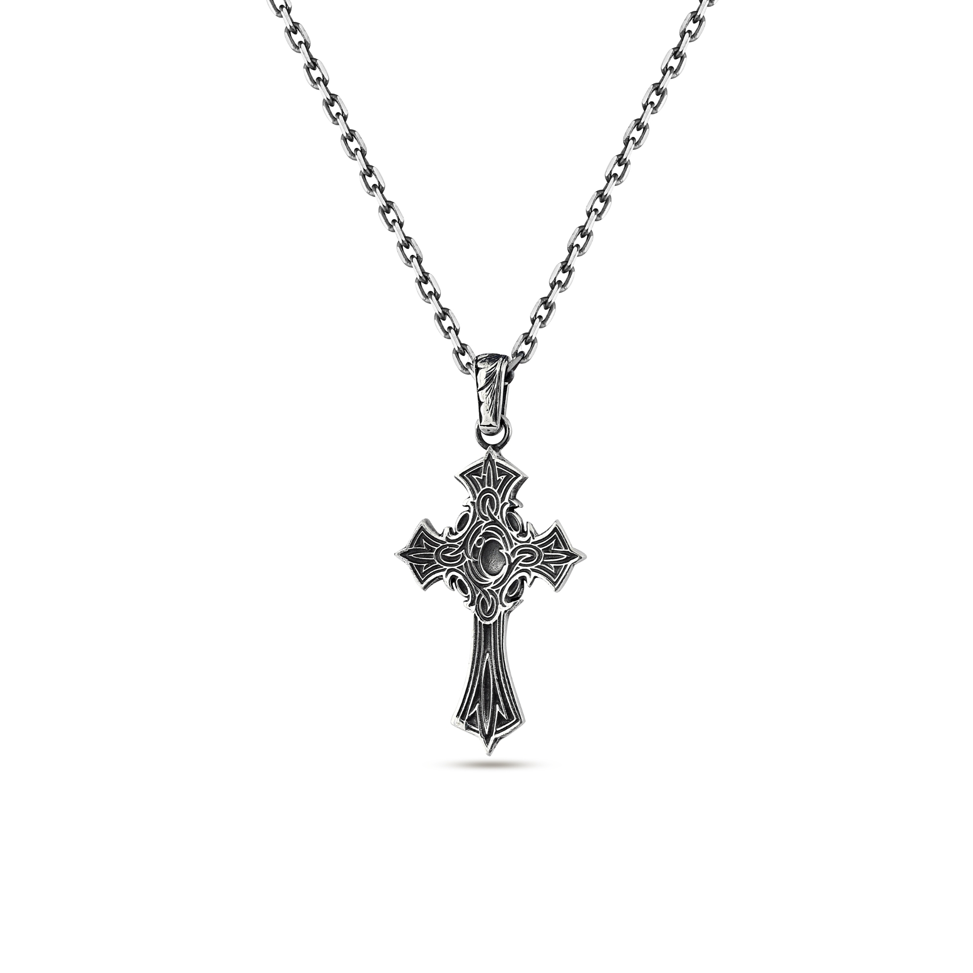 Fancy Cross Gümüş Kolye resmi