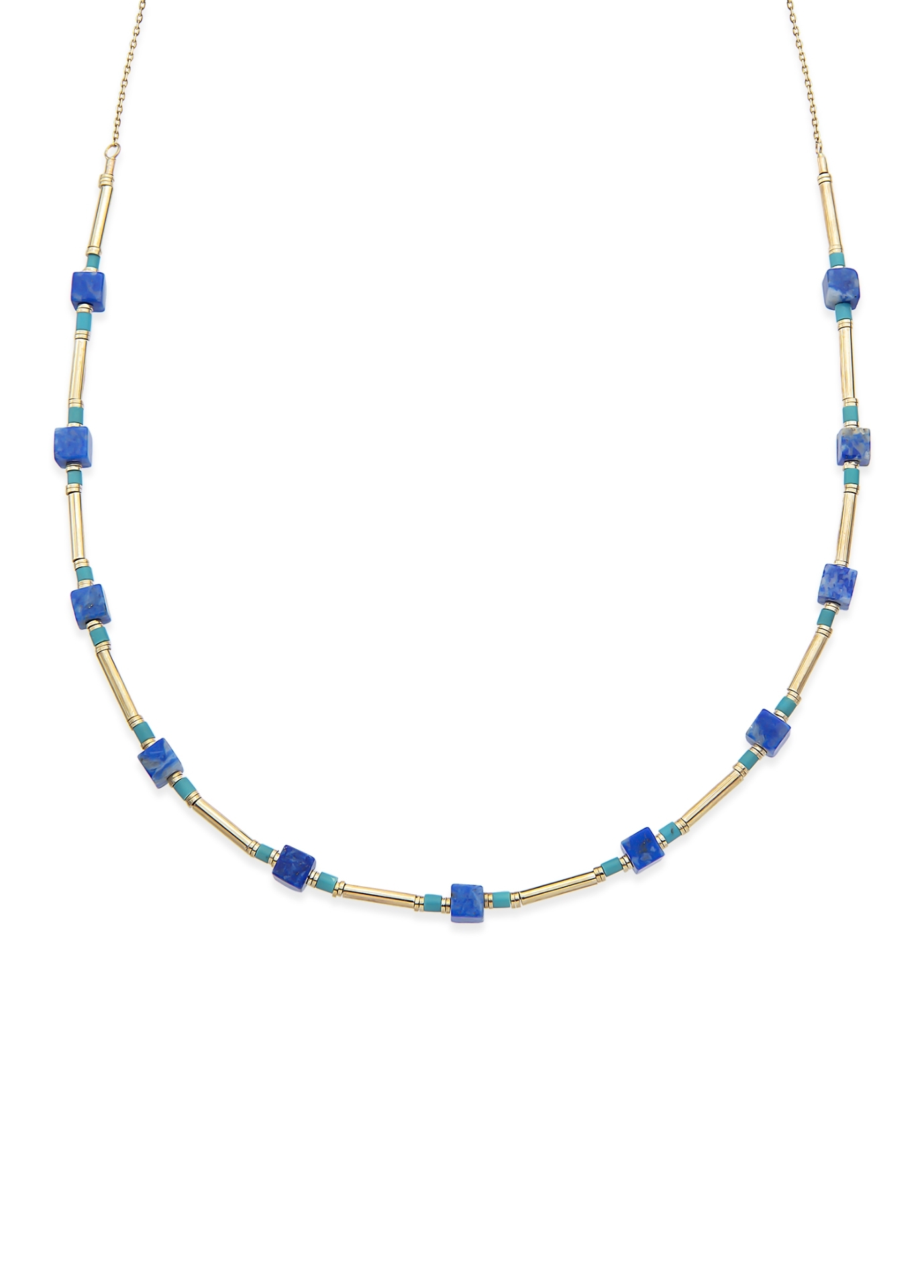 Blue Lapis 14 Ayar Altın Kadın Kolye resmi