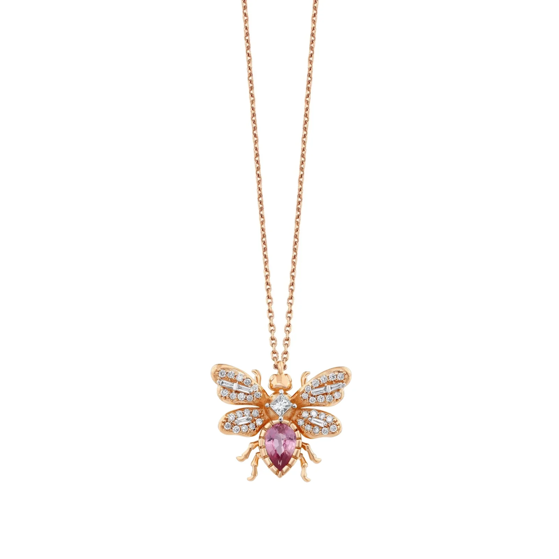 Queen Bee Medium Bon Bon Pembe Safir Kolye resmi