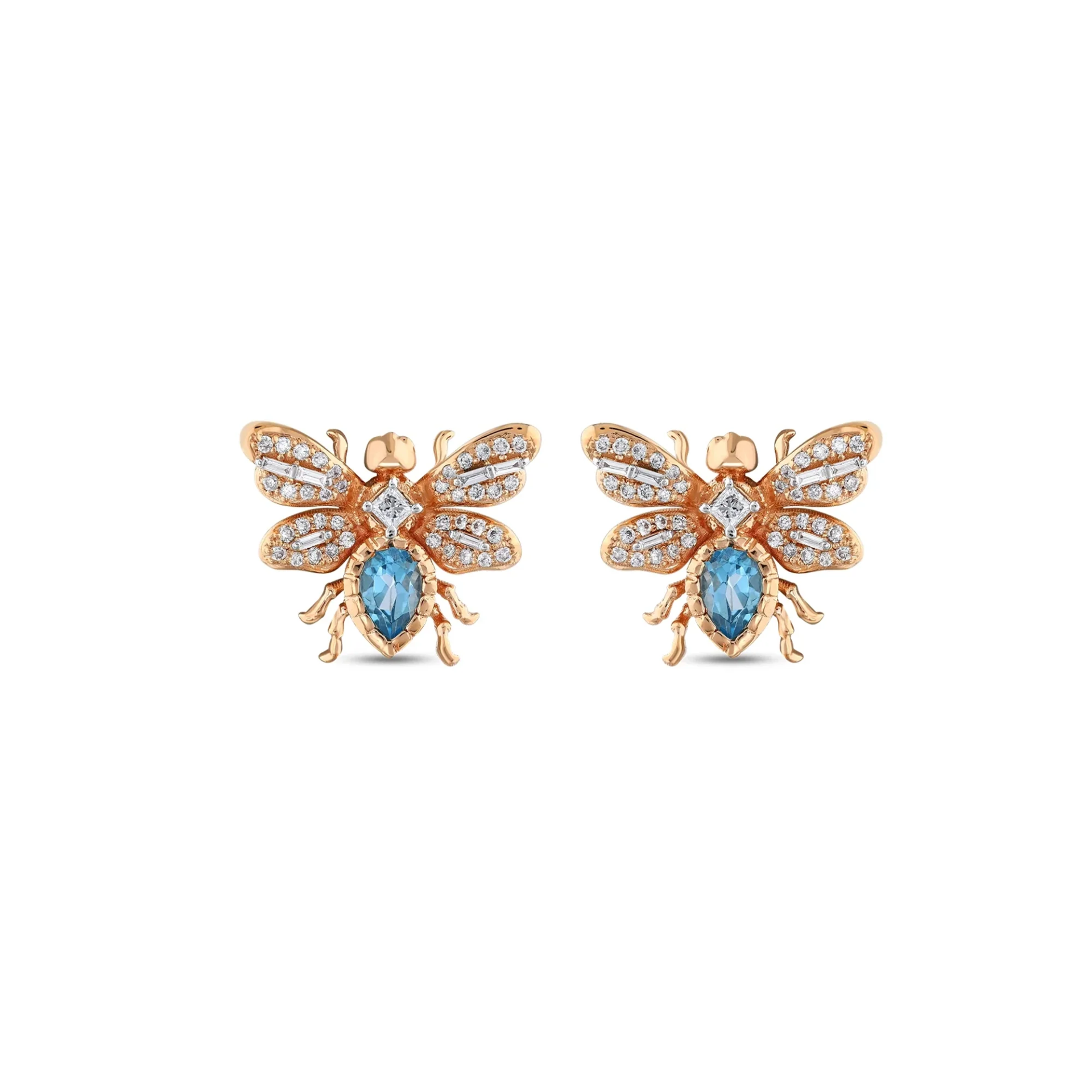 Queen Bee Bon Bon Mavi Topaz Küpe resmi