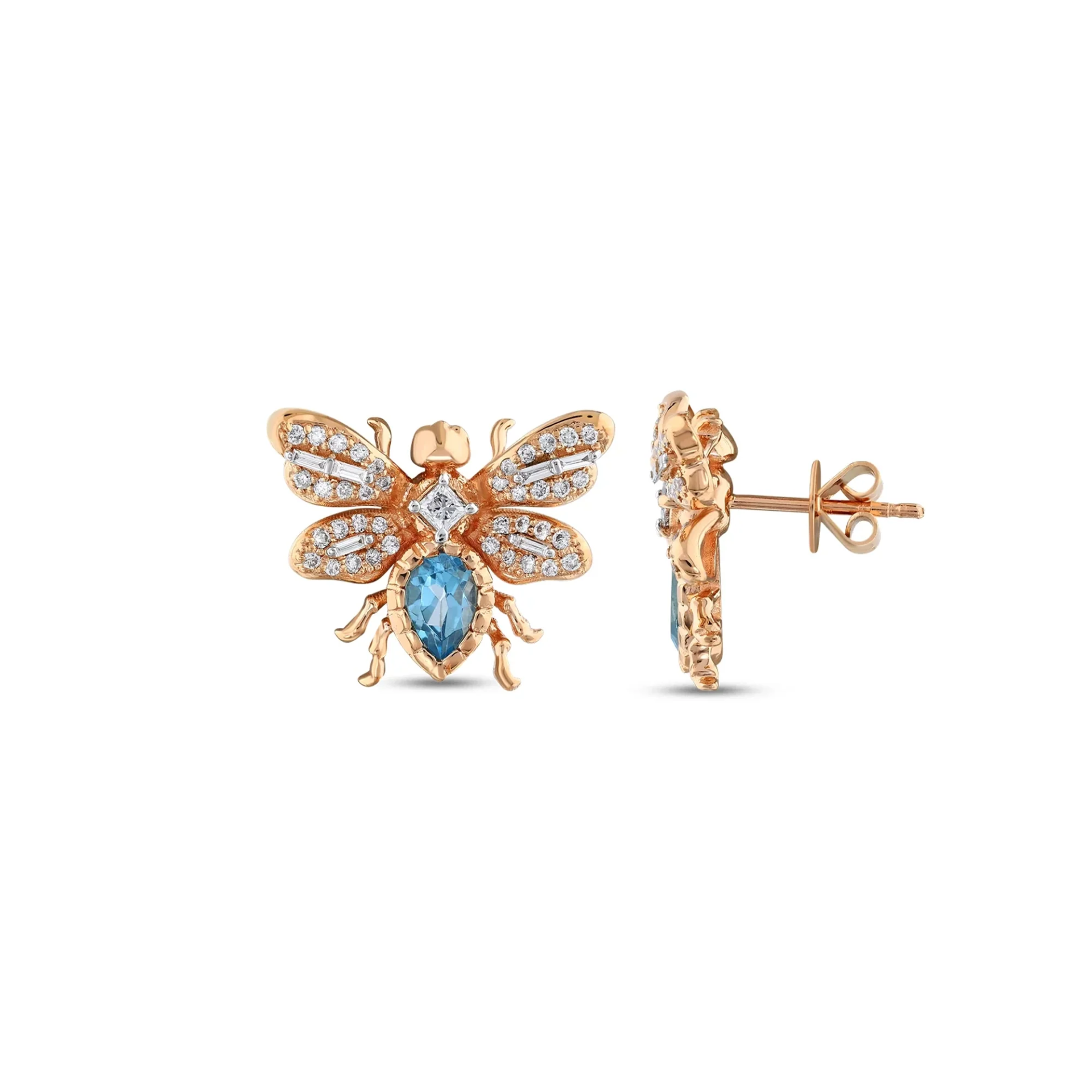 Queen Bee Bon Bon Mavi Topaz Küpe resmi