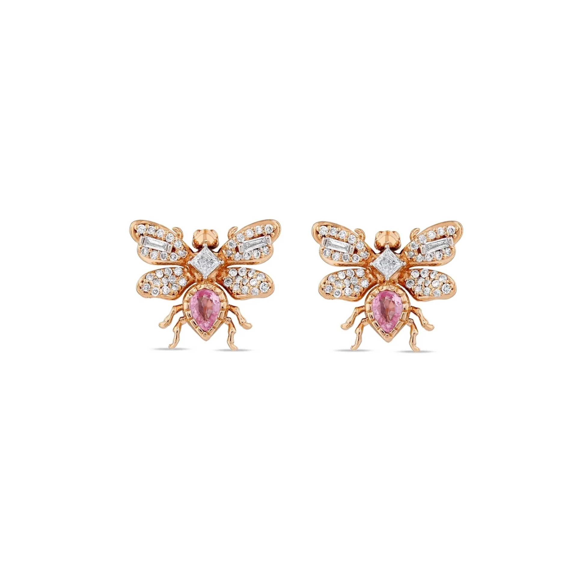 Queen Bee Bon Bon Pembe Safir Küpe resmi