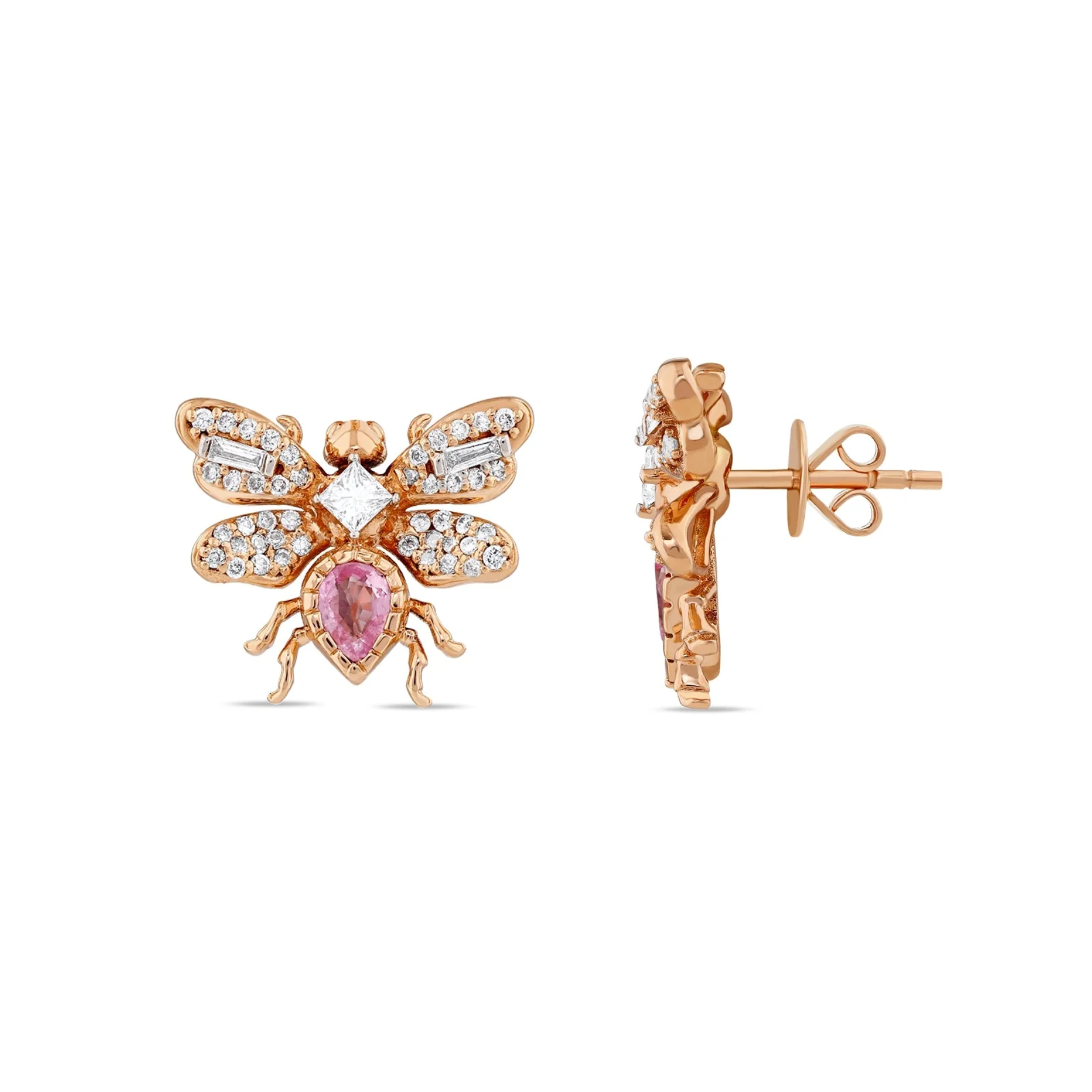Queen Bee Bon Bon Pembe Safir Küpe resmi