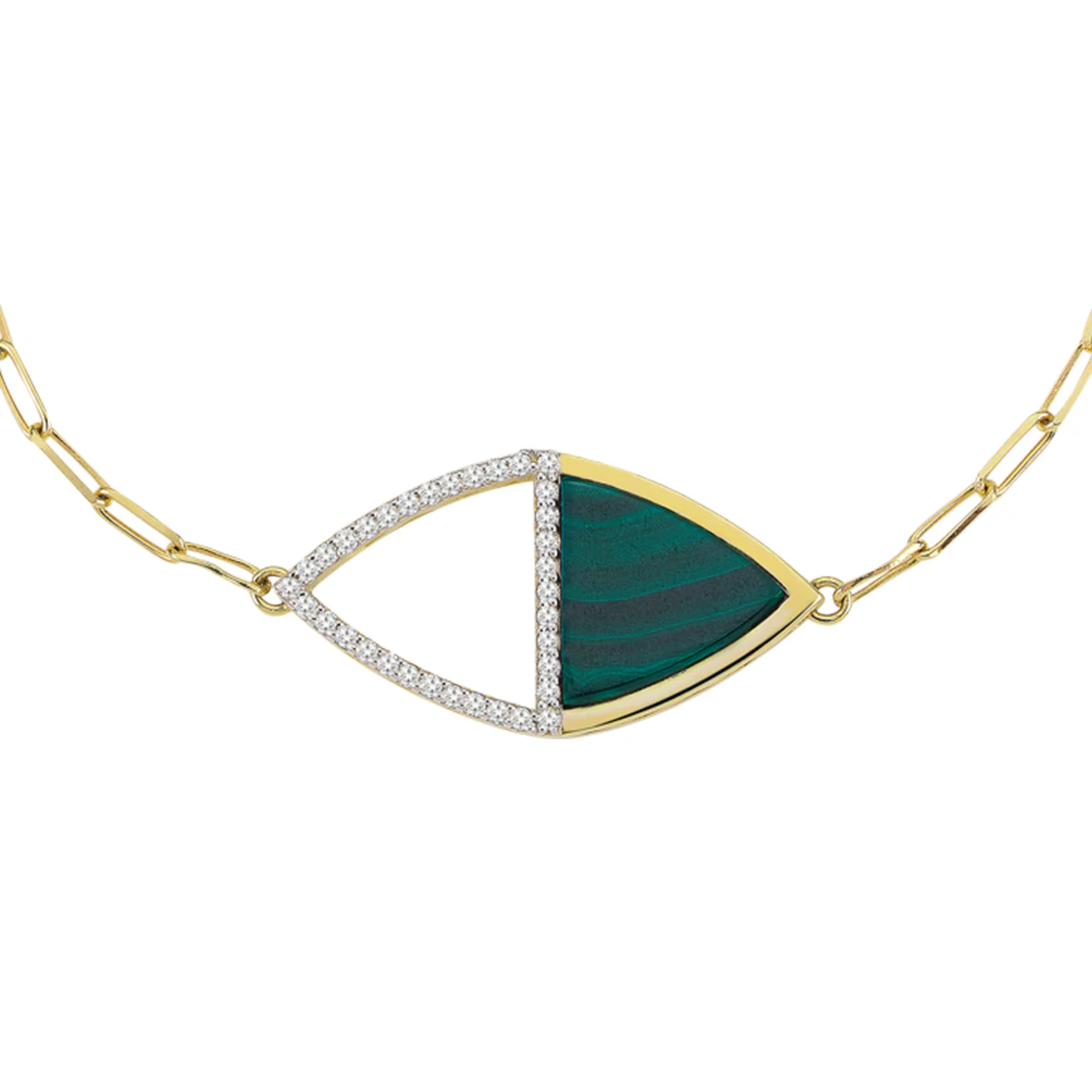 Feminine Glory Mini Green Malahit Sarı Altın Bilezik resmi