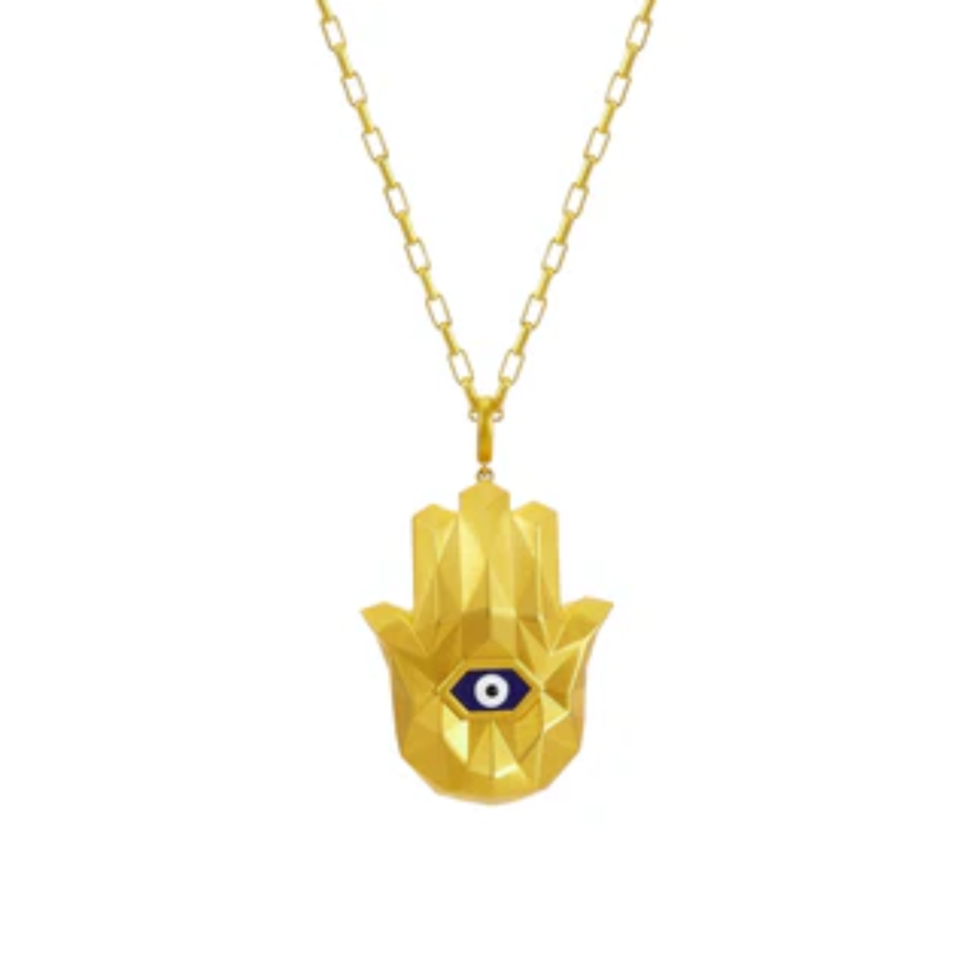 Small Hamsa Guard Totem Sarı Altın Kolye resmi